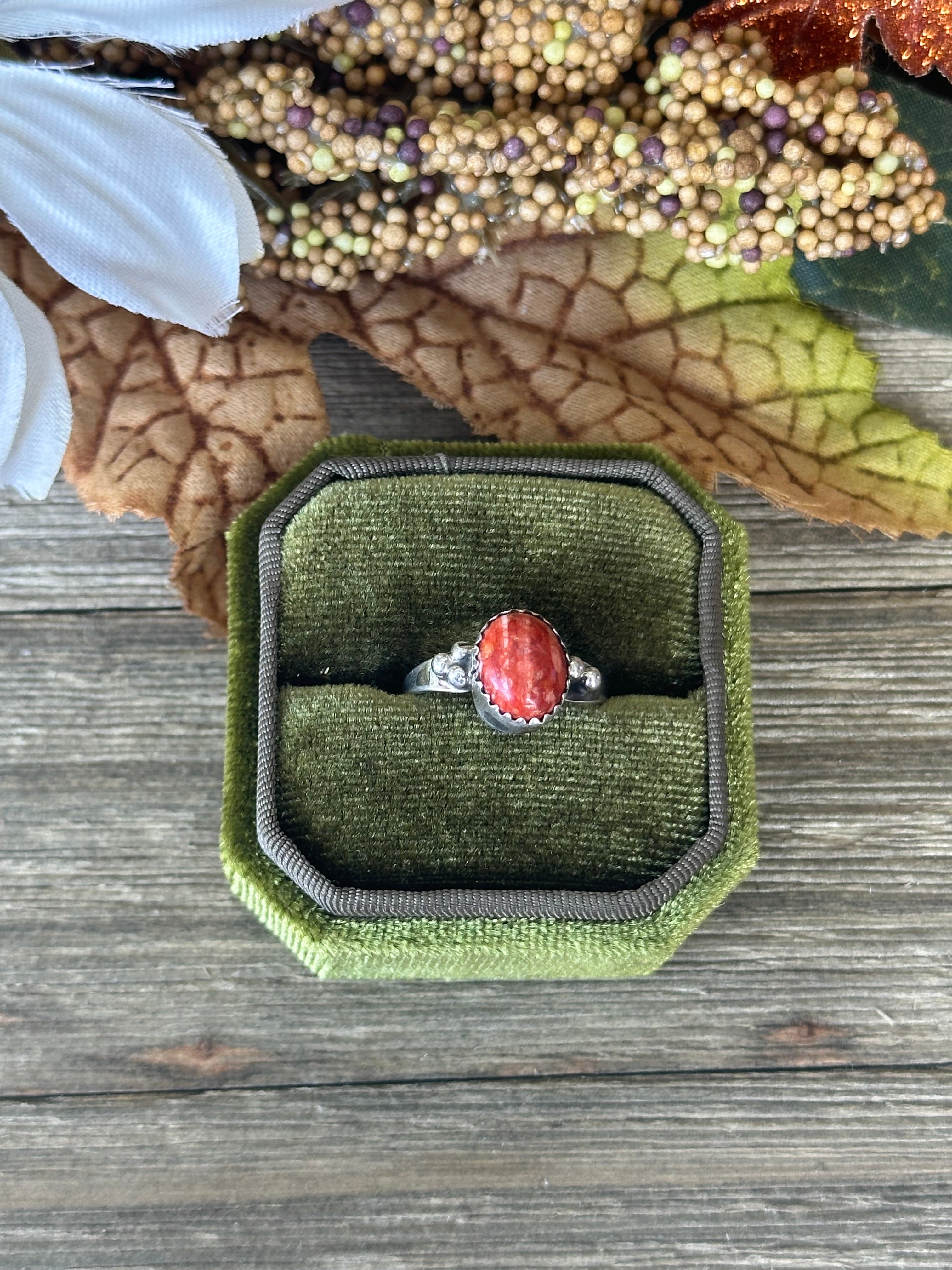 Navajo Made Spiny Oyster & Sterling Silver Ring