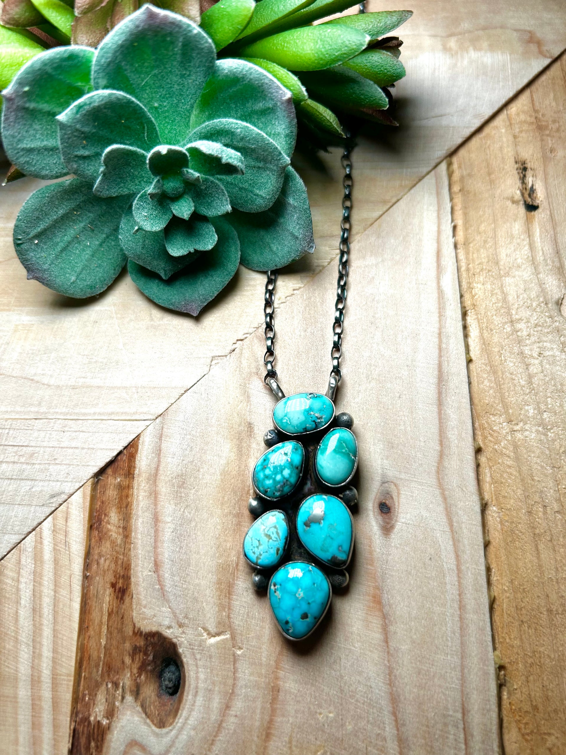 Navajo Made Mixed Turquoise & Sterling Silver Necklace