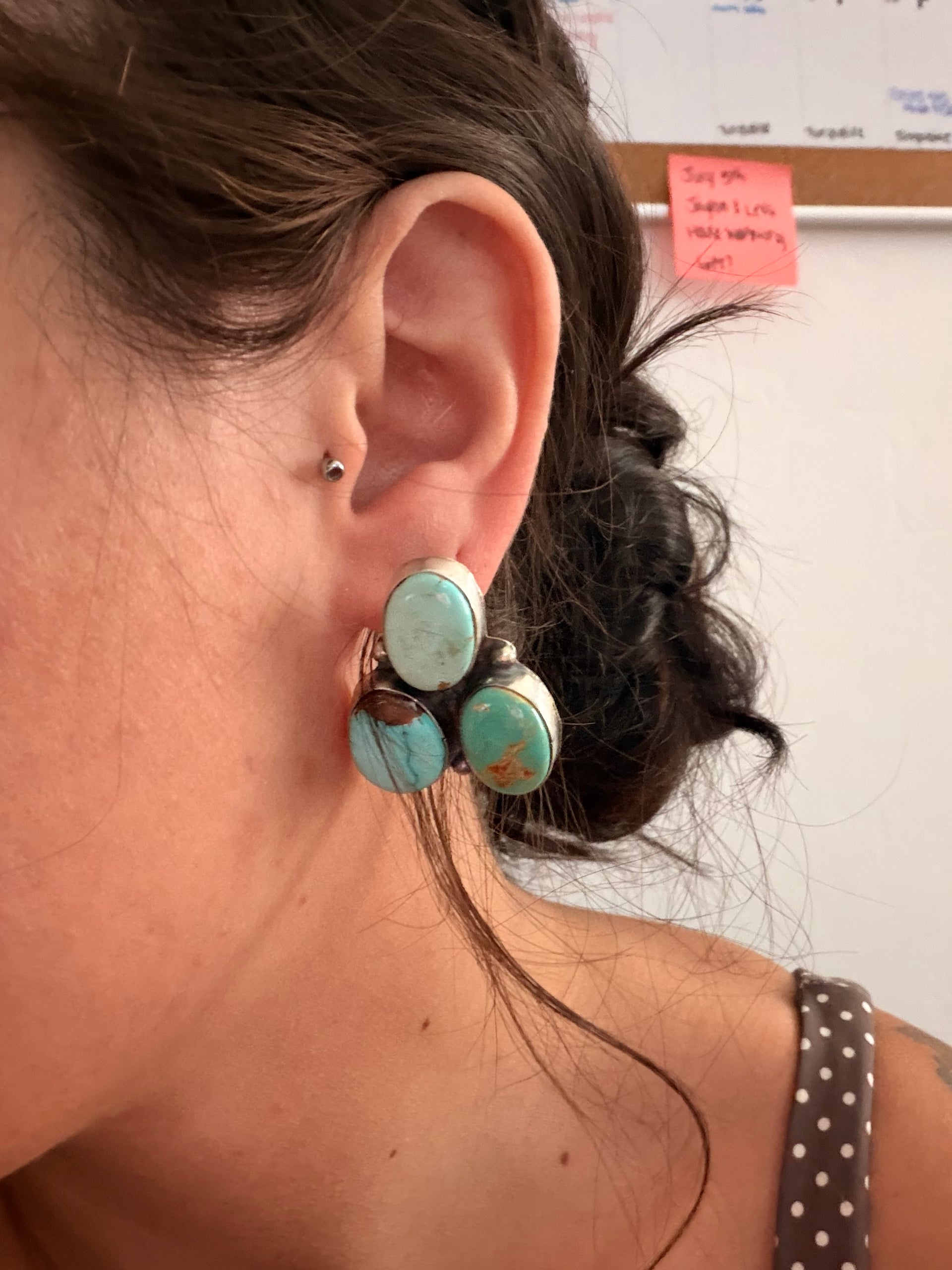 Ella Peters Royston Turquoise & Sterling Silver Post Cluster Earrings