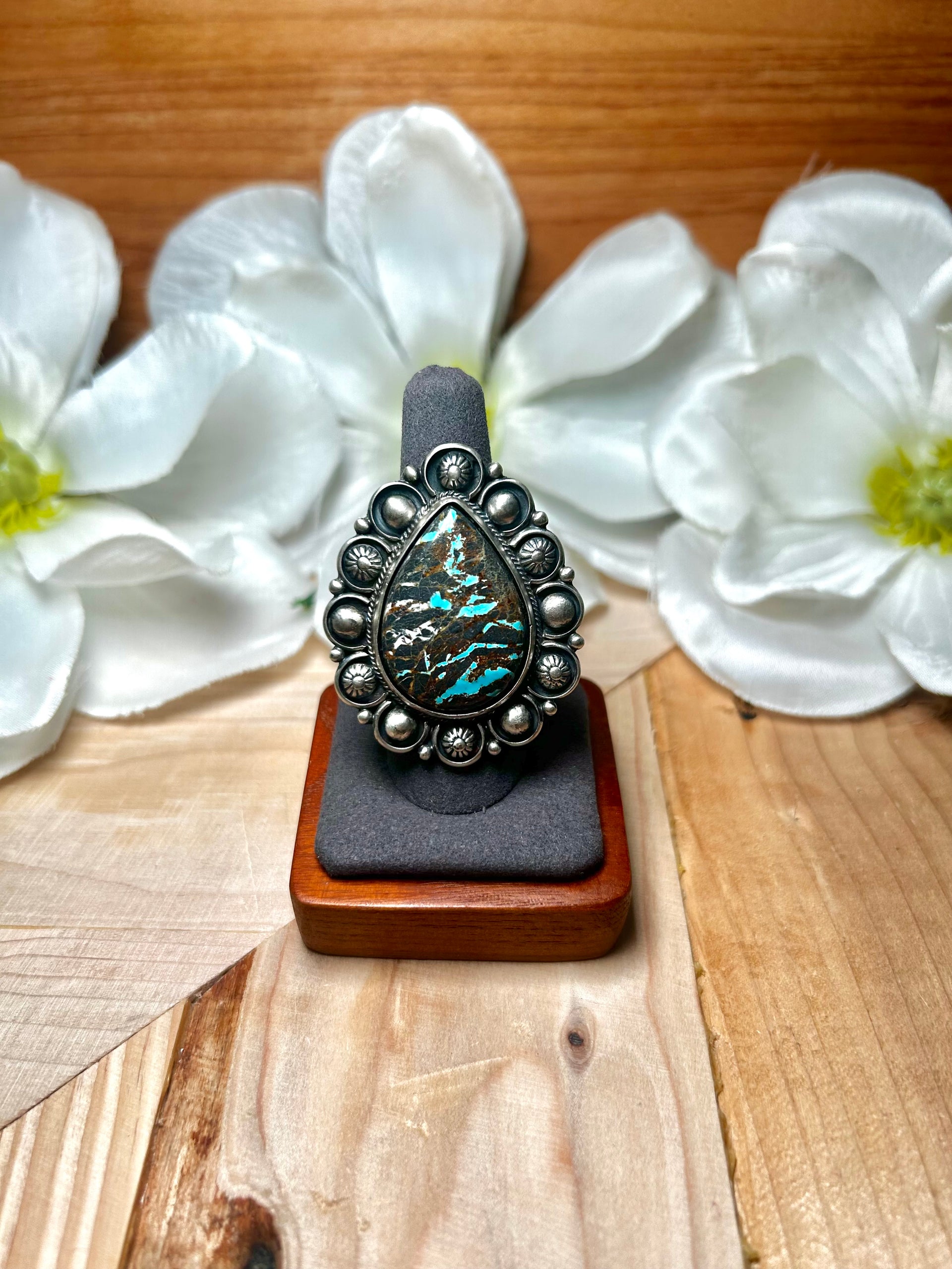 Jackson Hoskie Carico Lake Turquoise & Sterling Silver Ring Size 7.75