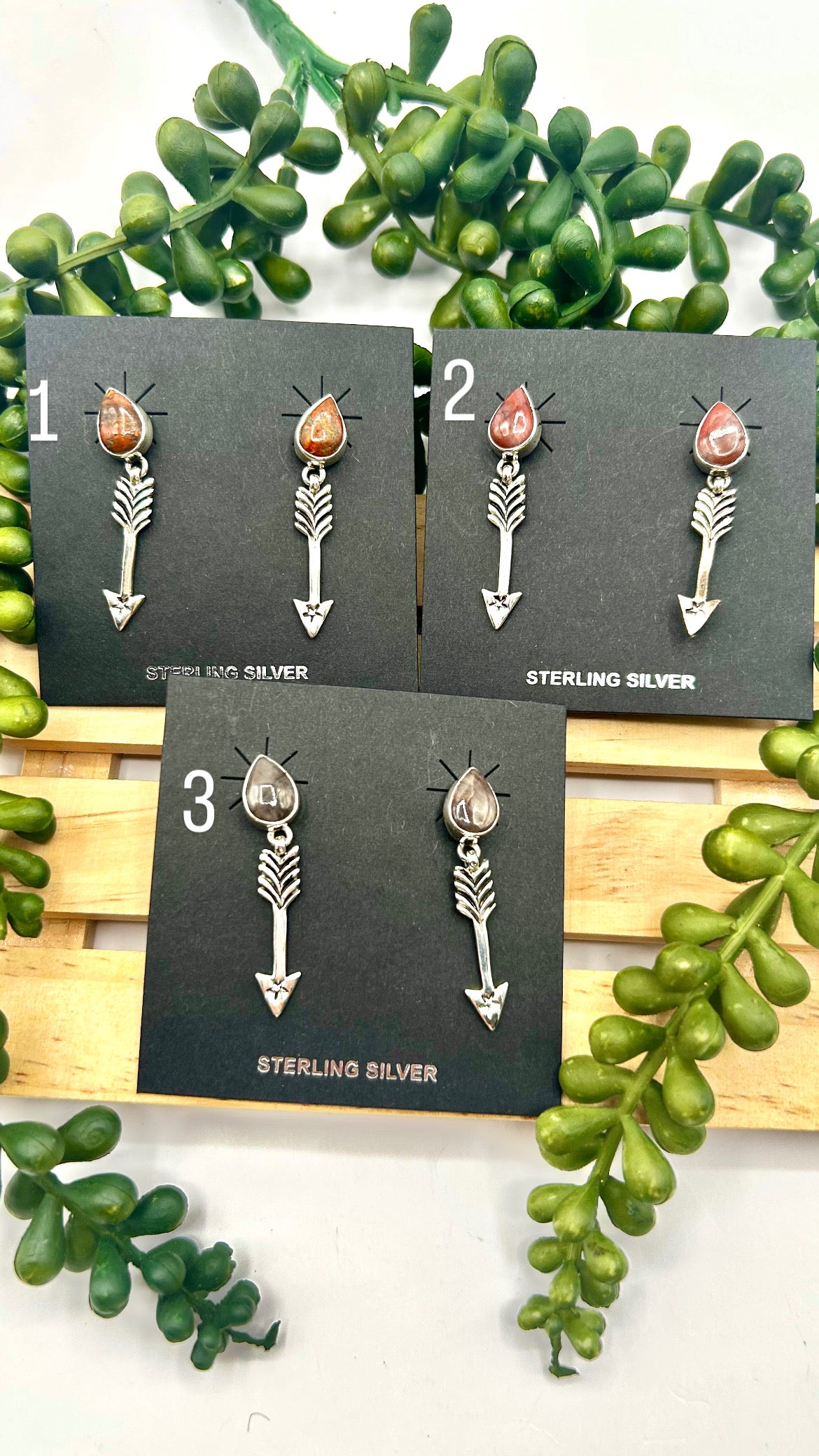 Navajo Made Petrified Wood & Sterling Silver Post Earrings