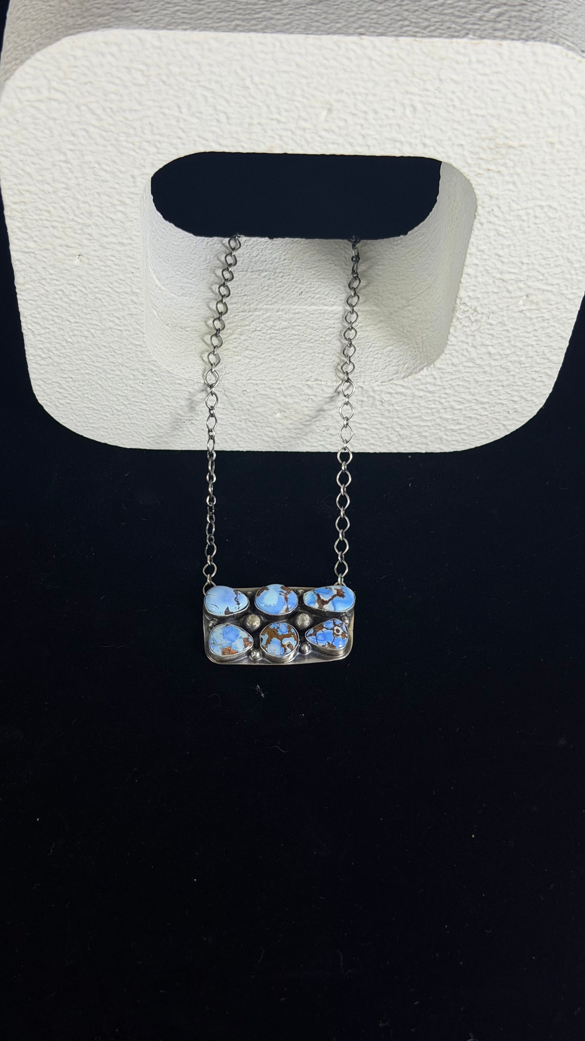 Julia Tso Golden Hills Turquoise & Sterling Silver Bar Cluster Necklace