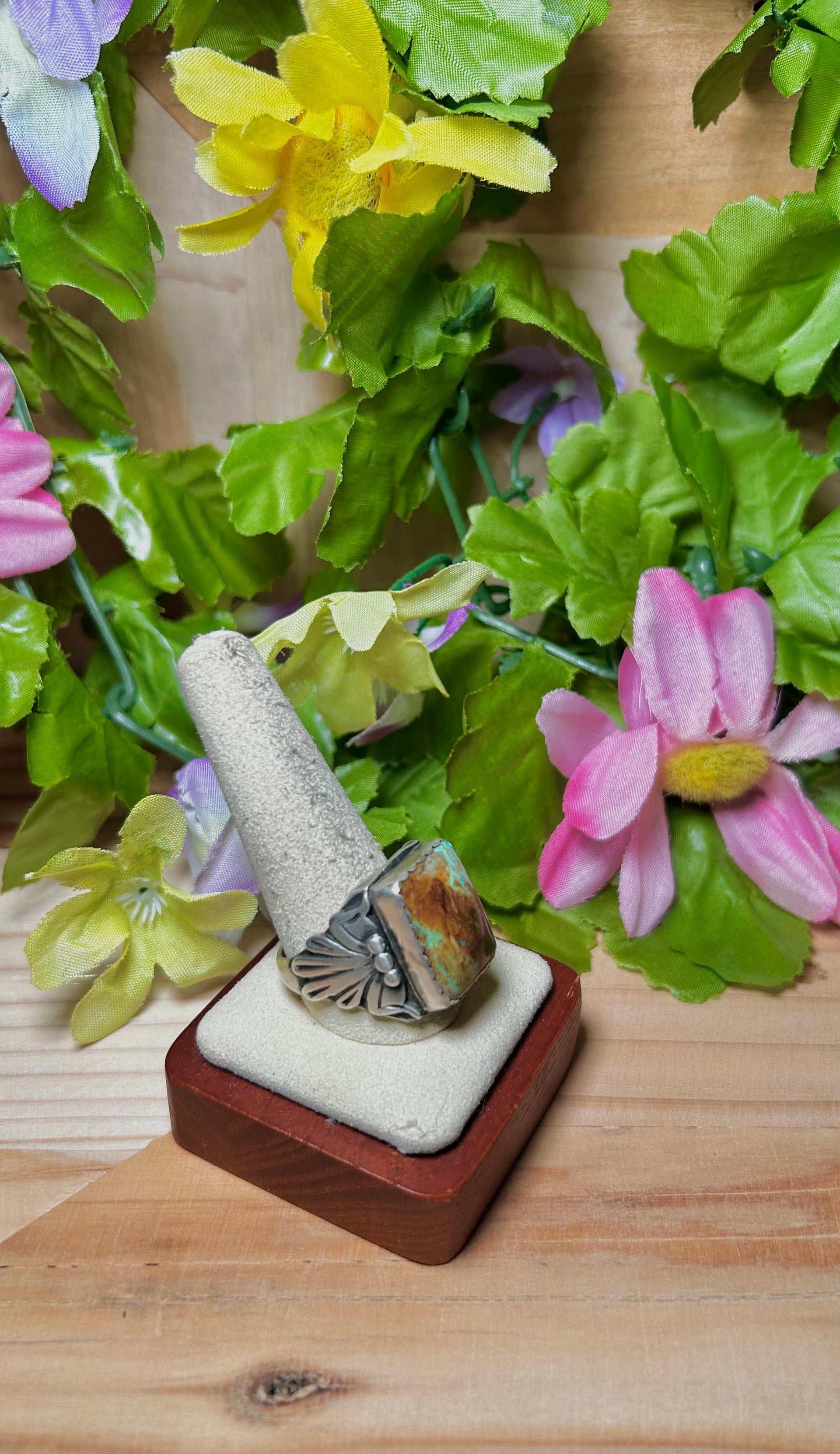 LeRoy James Kingman Turquoise & Sterling Silver Ring Size 12.25