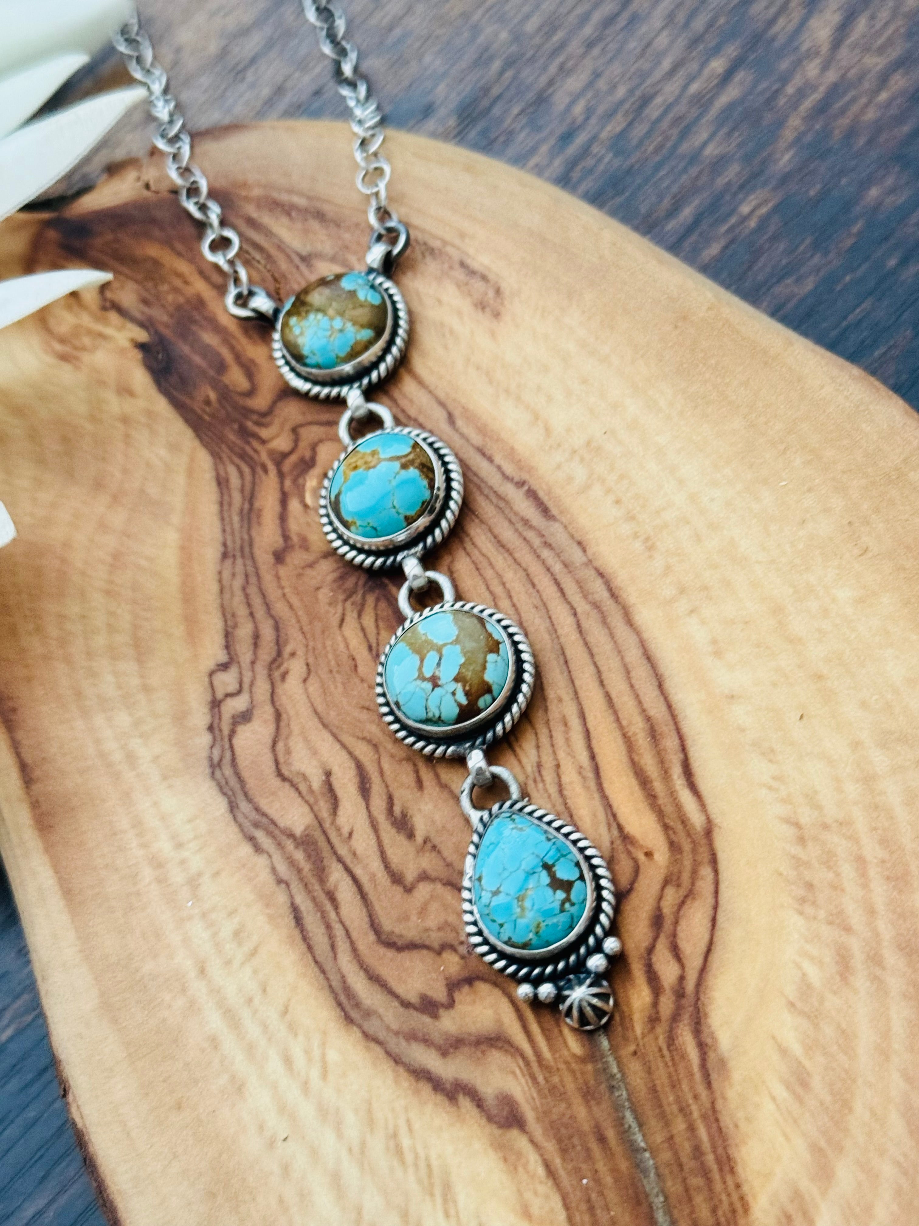 Southwest Handmade #8 Turquoise & Sterling Silver Necklace