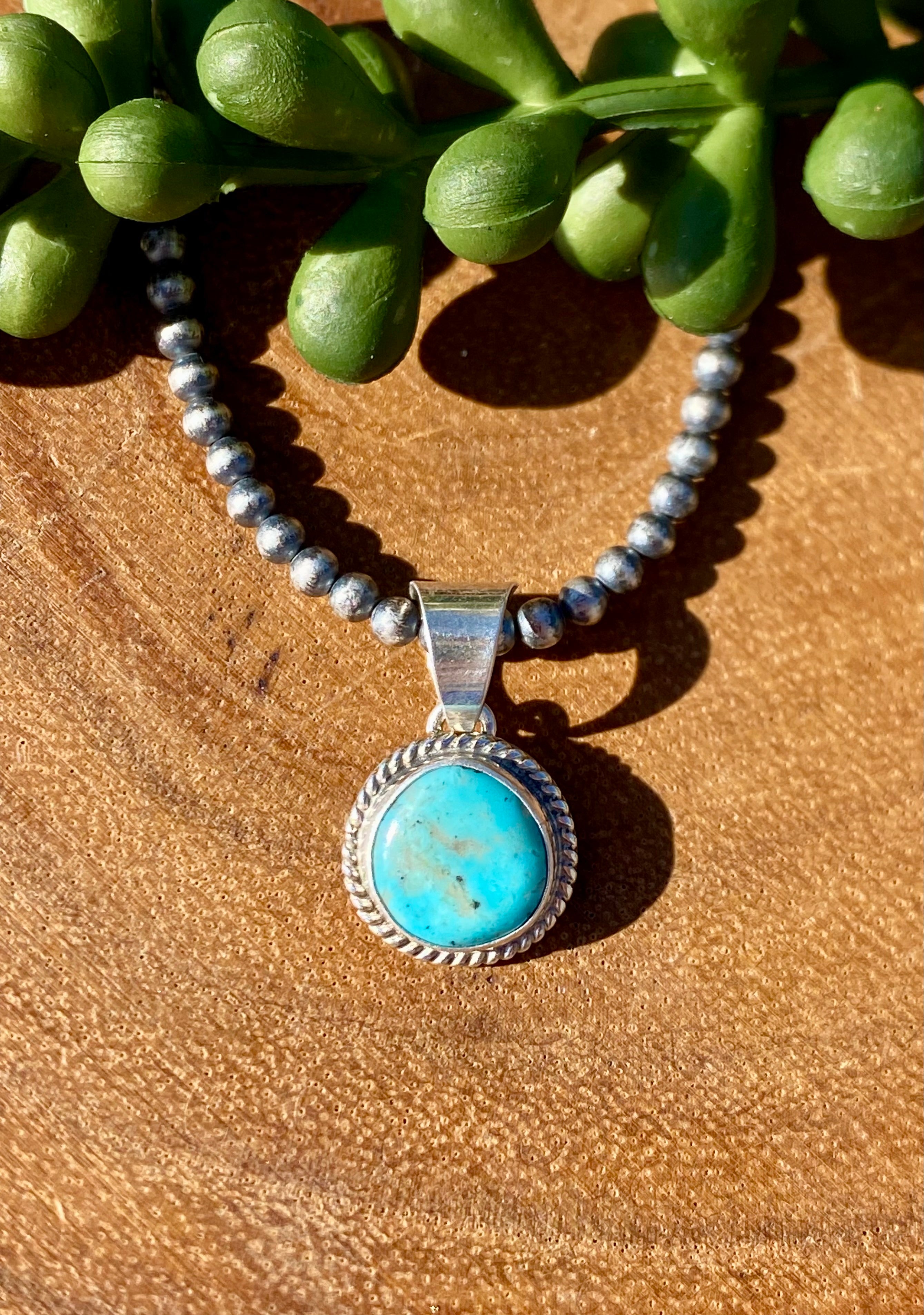 Navajo Made Kingman Turquoise & Sterling Silver PENDANT ONLY