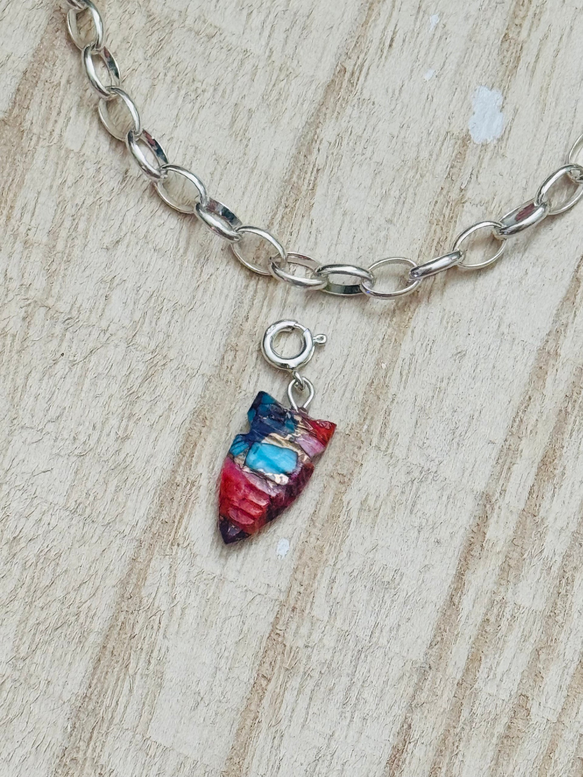 Navajo Made Mohave Turquoise & Sterling Silver Arrowhead Charms