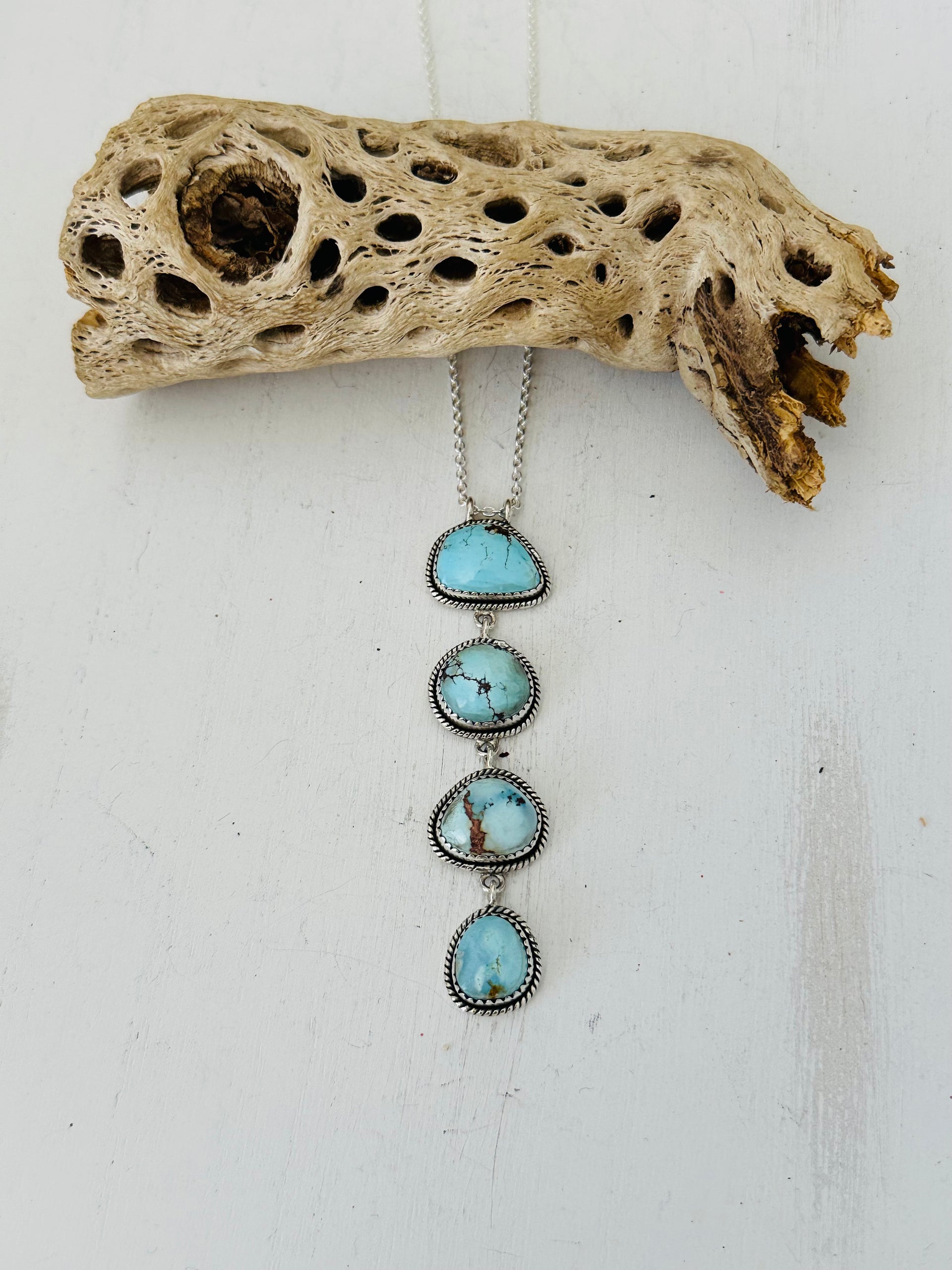 Southwest Handmade Golden Hills Turquoise & Sterling Silver Necklace