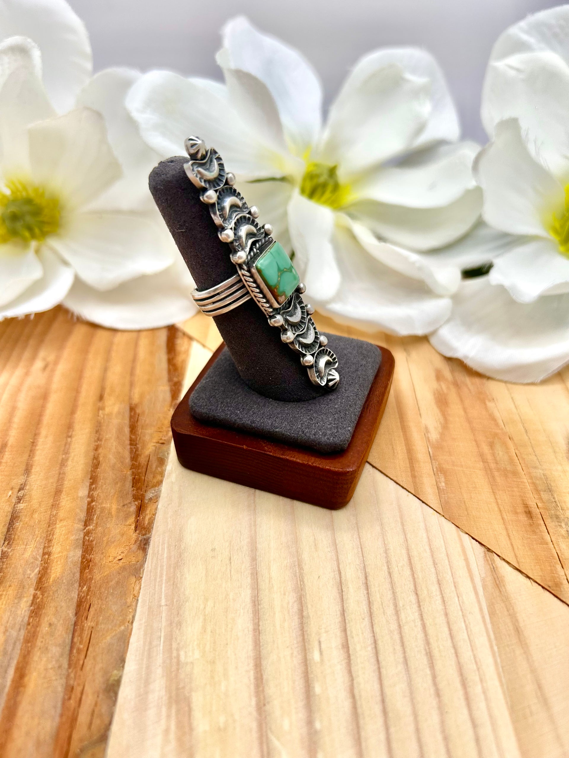 Leroy James Sonoran Gold Turquoise & Sterling Silver Adjustable Ring