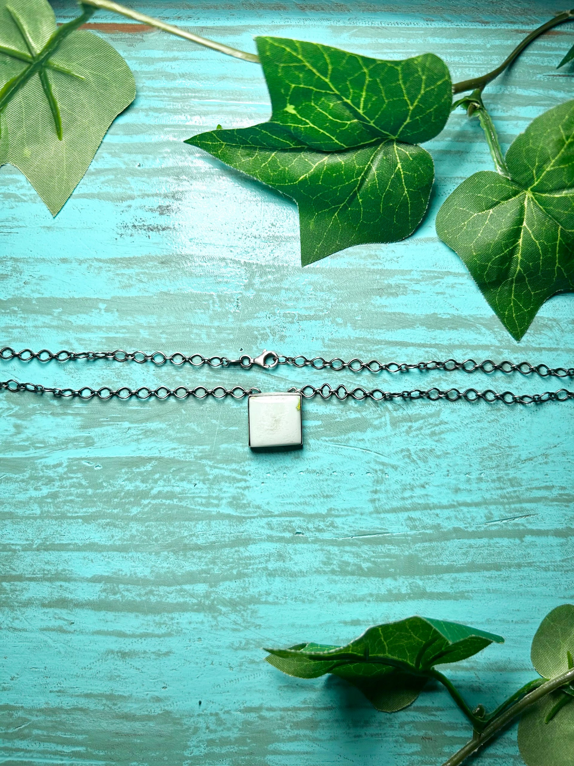 Navajo Made Palomino Variscite & Sterling Silver Necklace