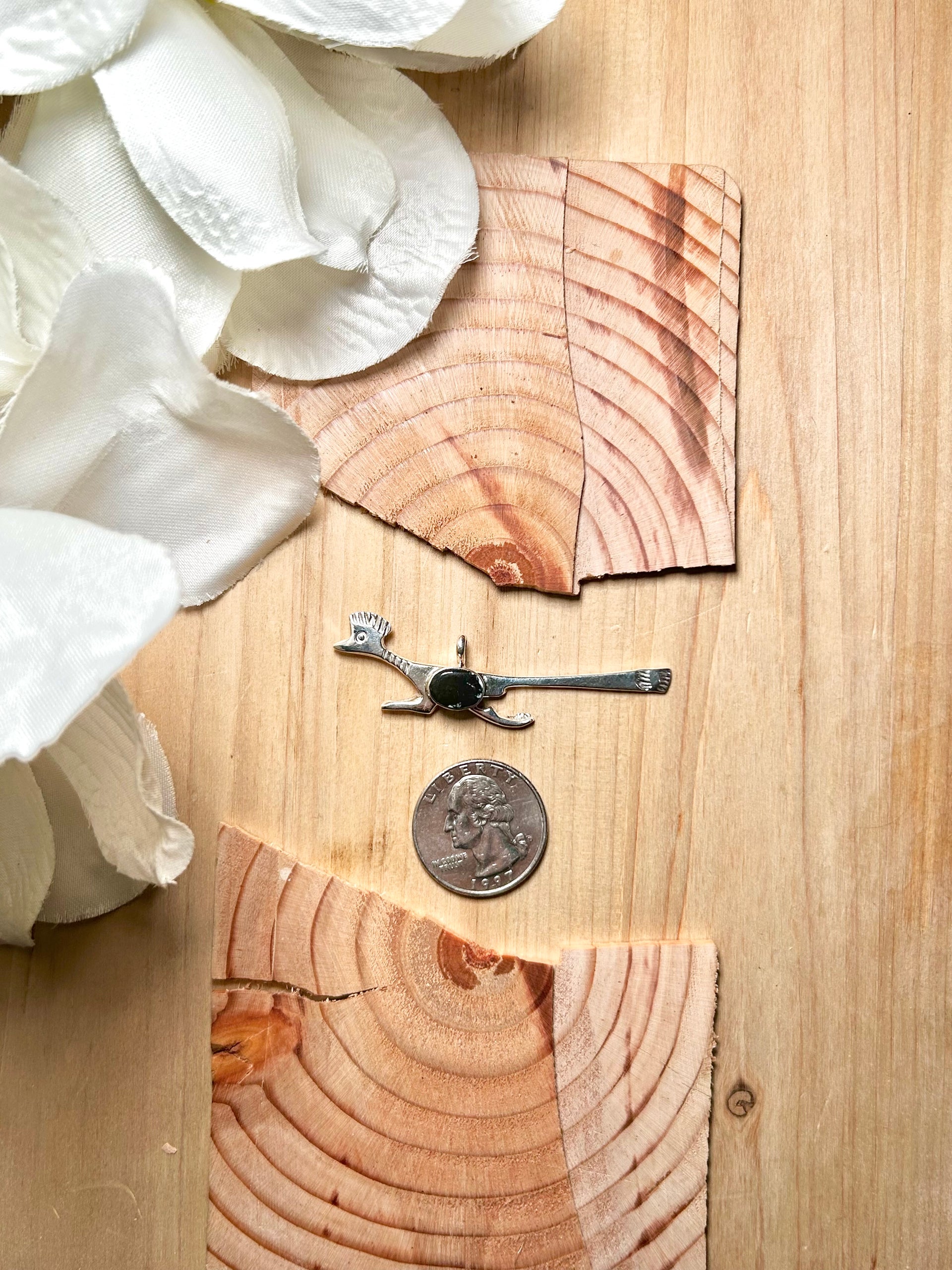 Navajo Made White Buffalo & Sterling Silver Pendant