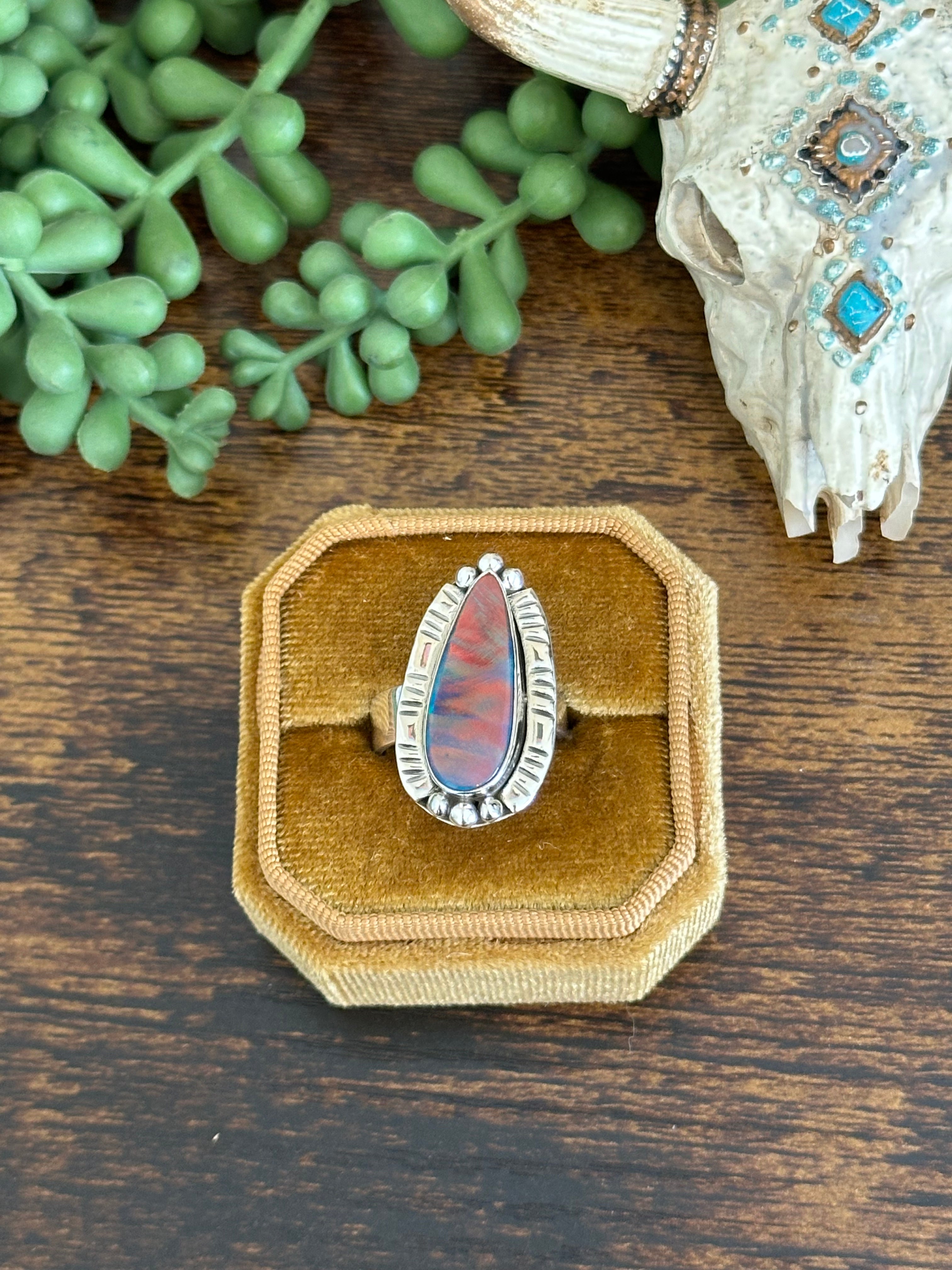 Southwest Handmade Opal & Sterling Silver Adjustable Ring