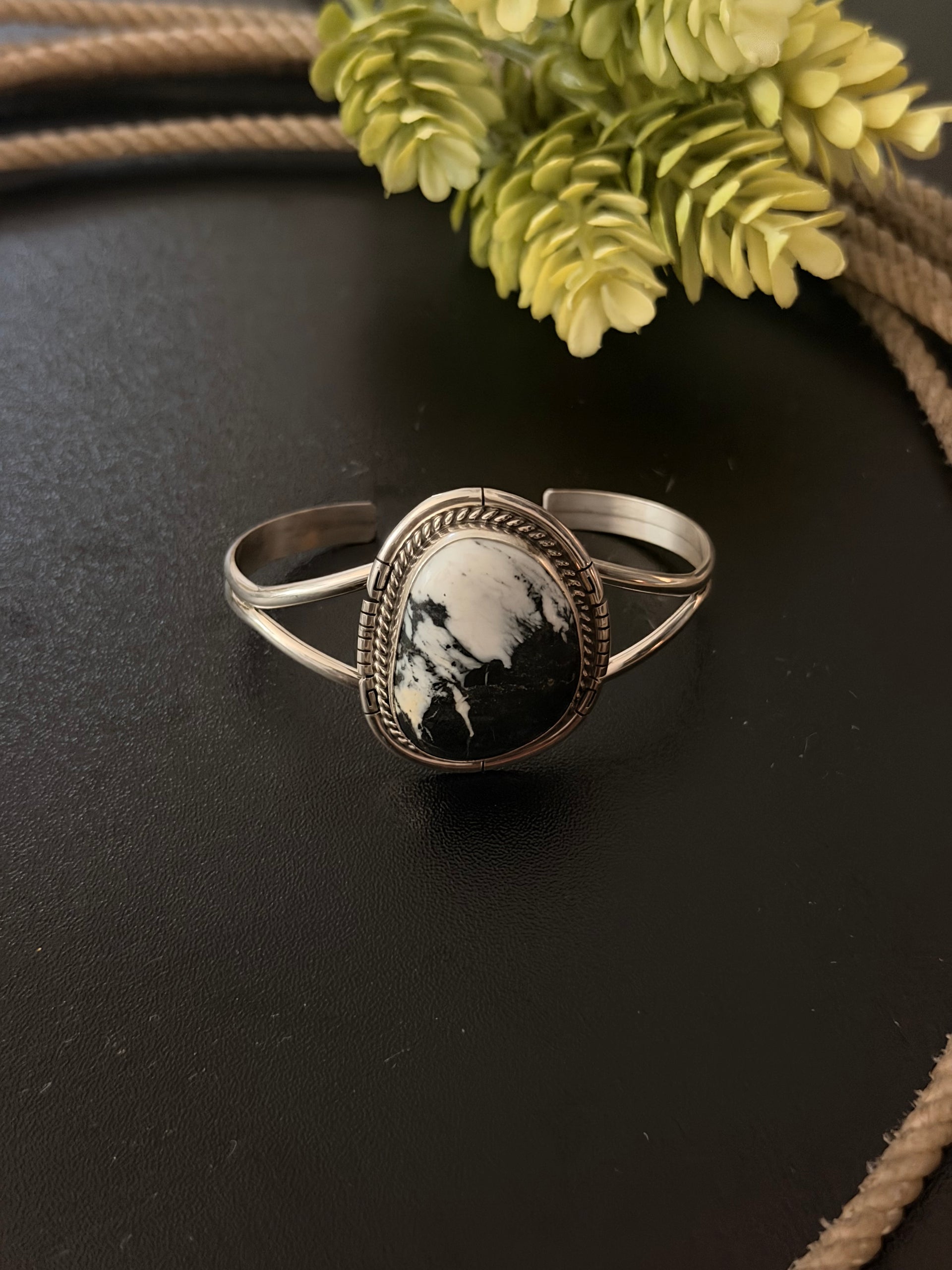 Dave Skeets White Buffalo & Sterling Silver Cuff Bracelet