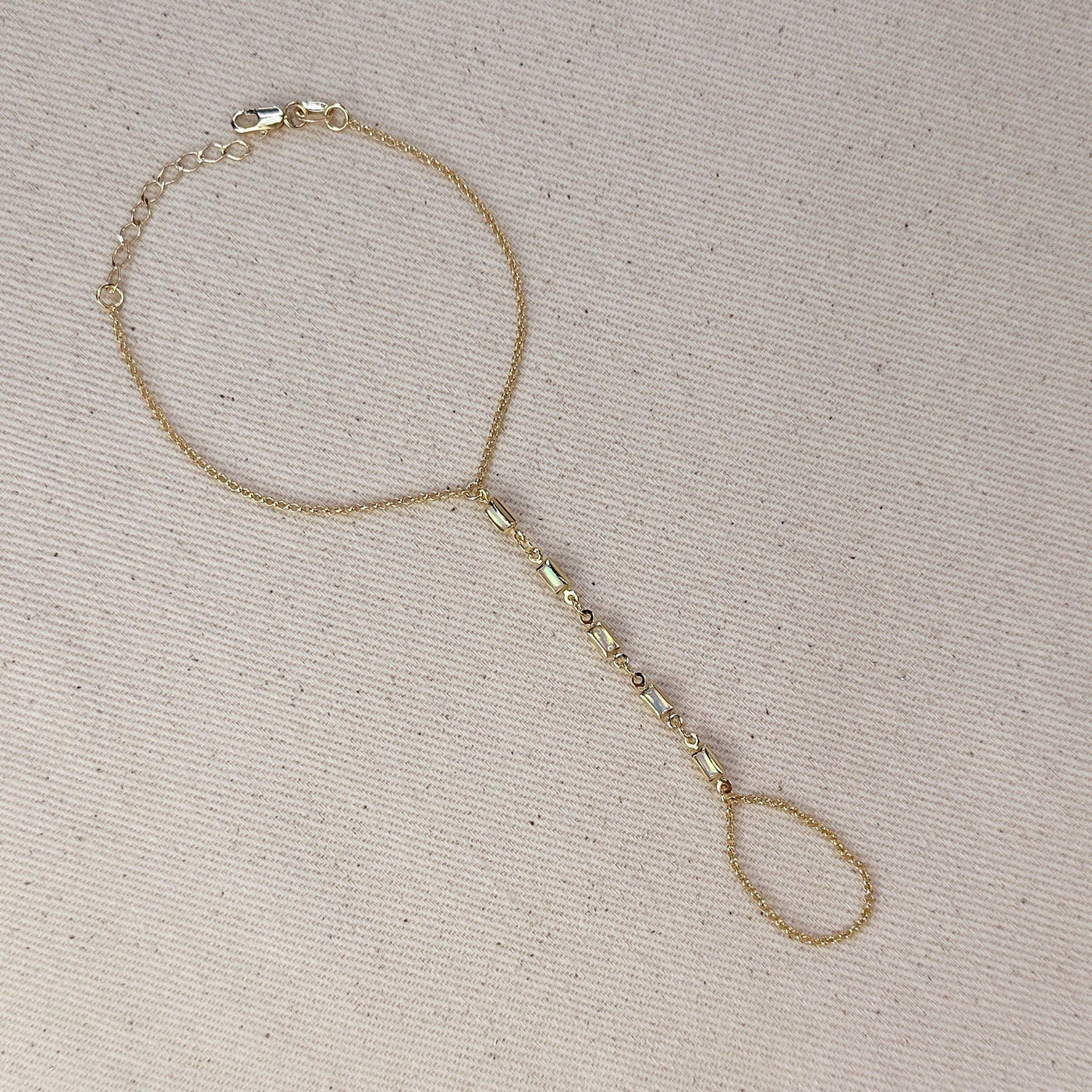 Eileen Quezada Mother of Pearl & 18K Gold Plated Sterling Silver Hand Chain Bracelet