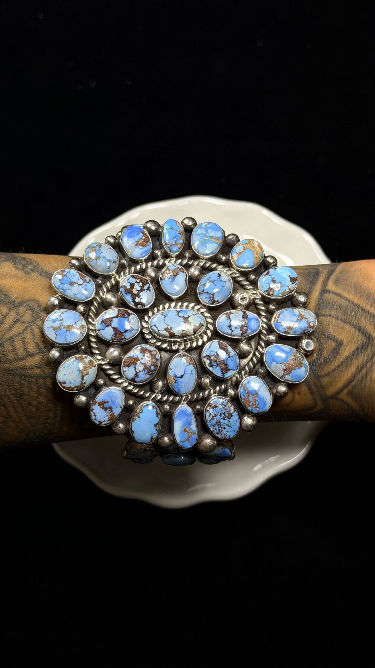 Tyler Brown Golden Hills Turquoise & Sterling Silver Cluster Cuff Bracelet