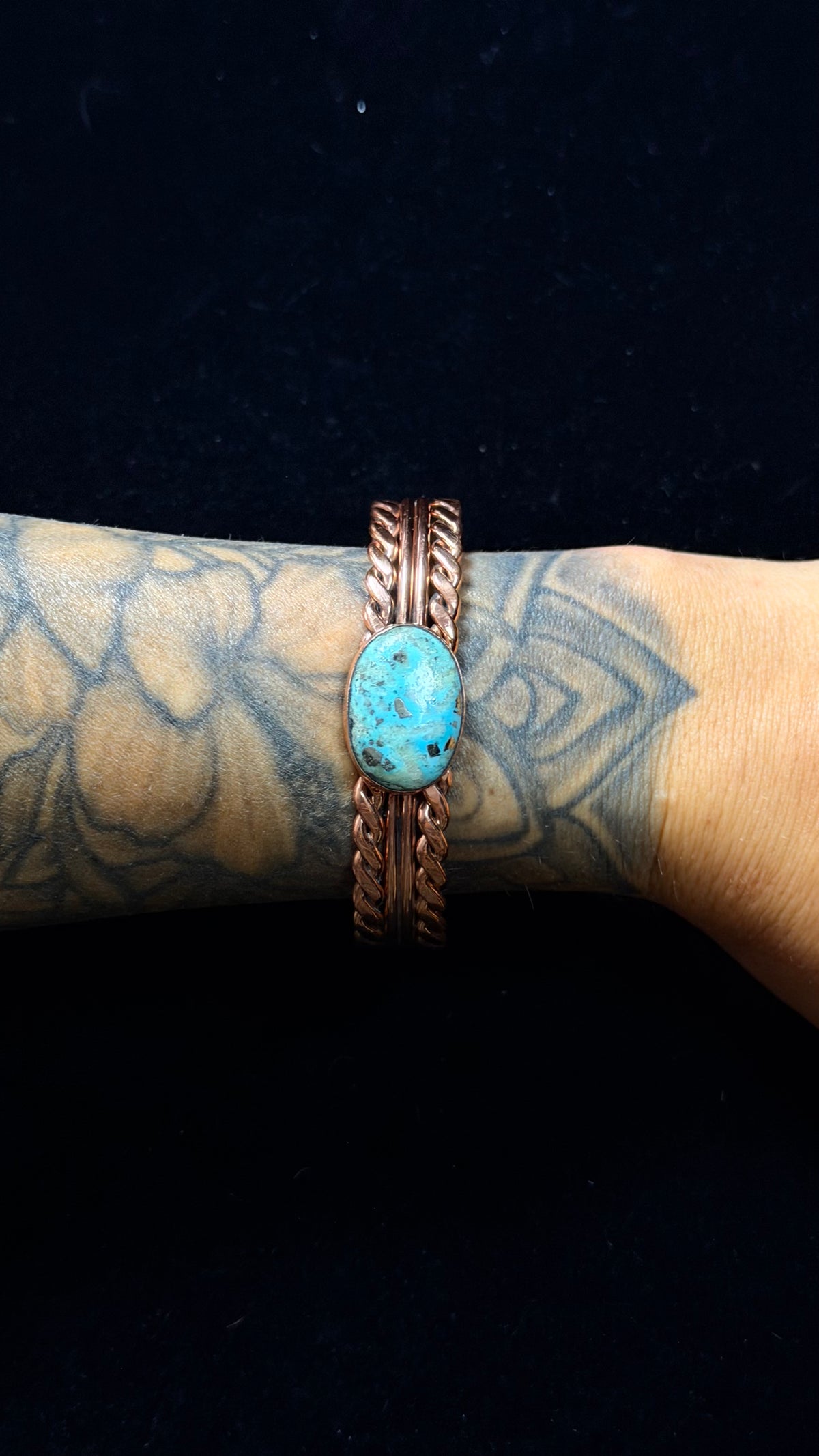 Navajo Made Kingman Turquoise & Copper Cuff Bracelet