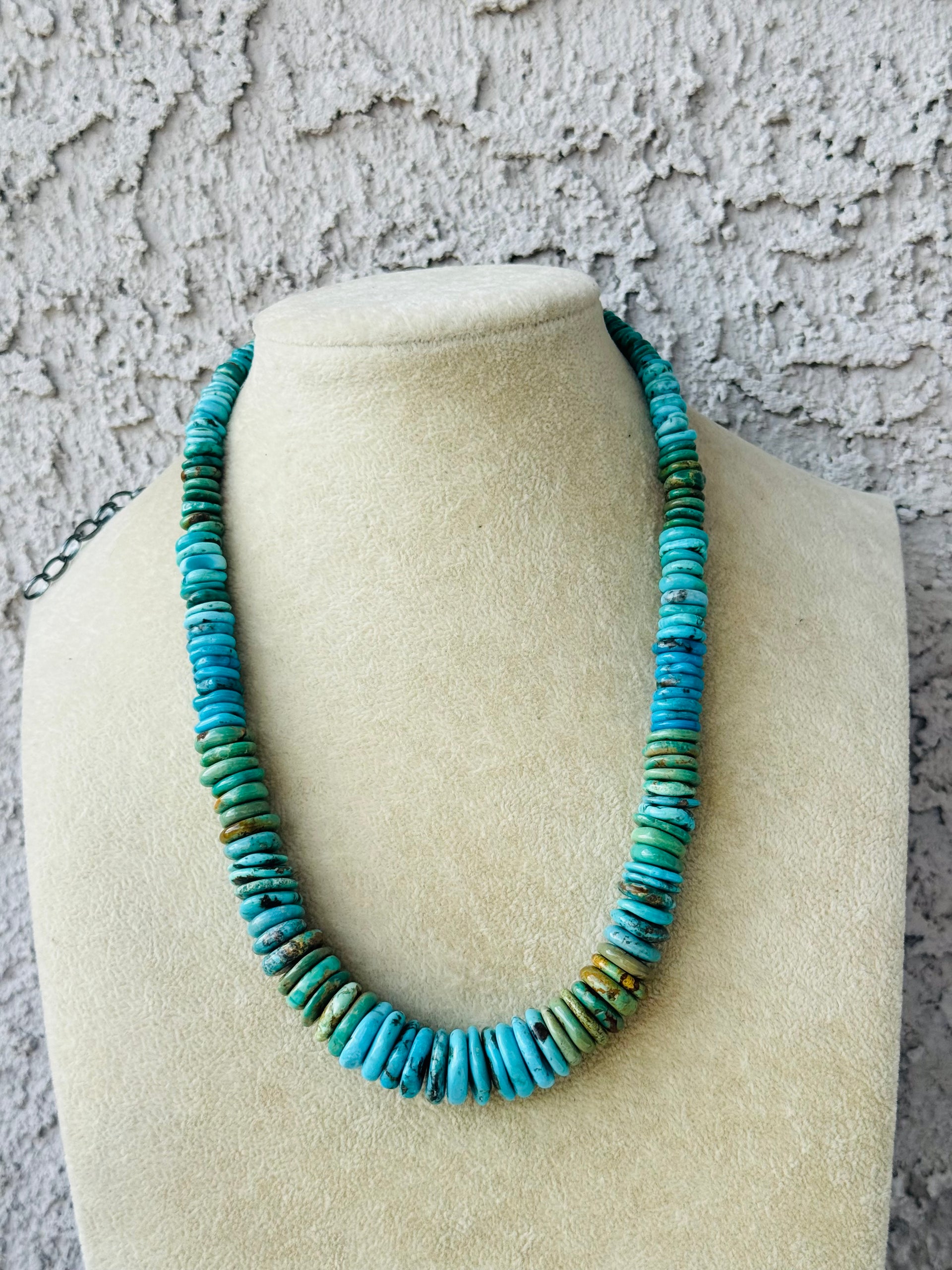 Navajo Strung Mixed Turquoise & Sterling Silver Necklace