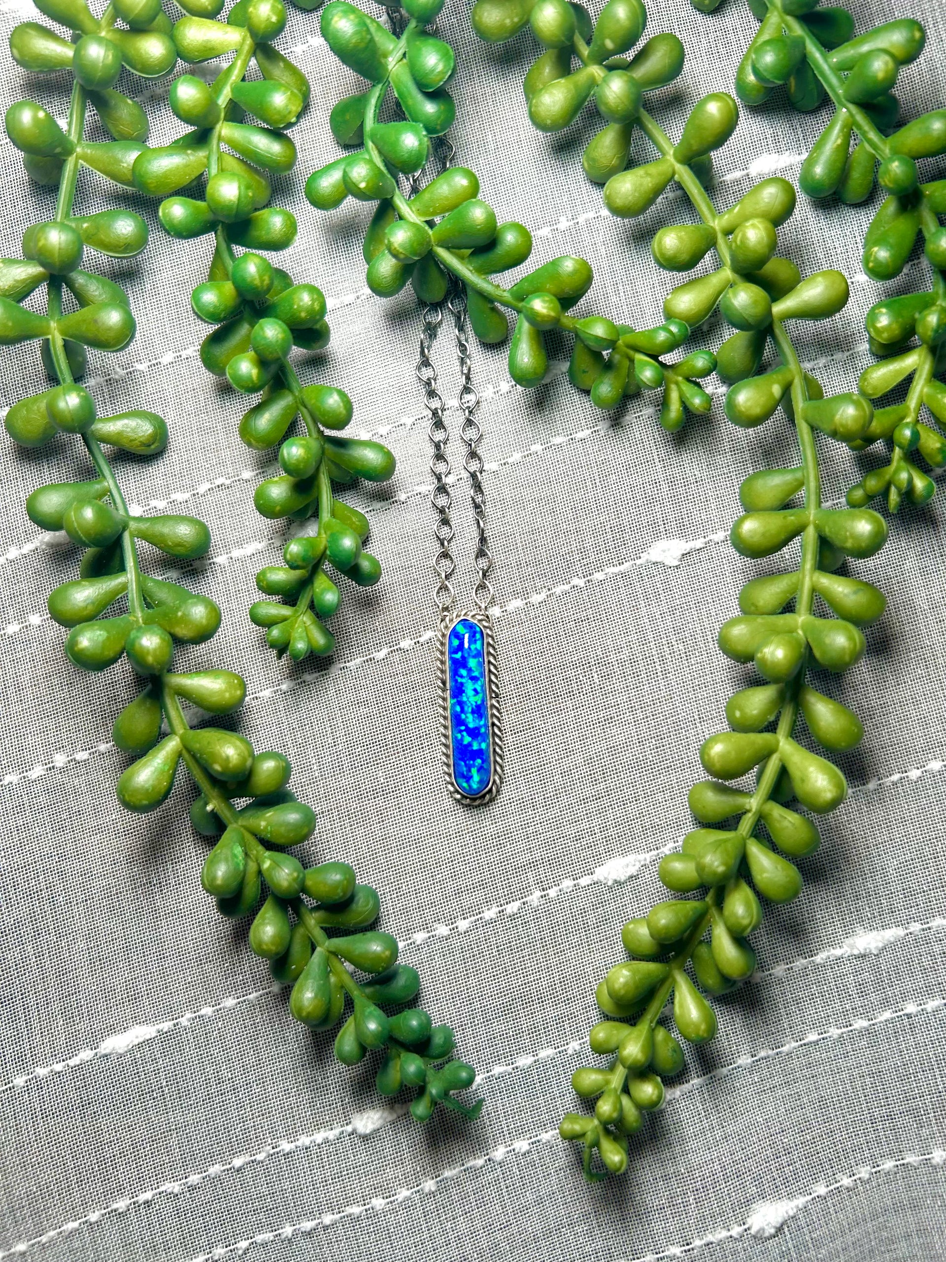 Navajo Made Opal & Sterling Silver Necklace