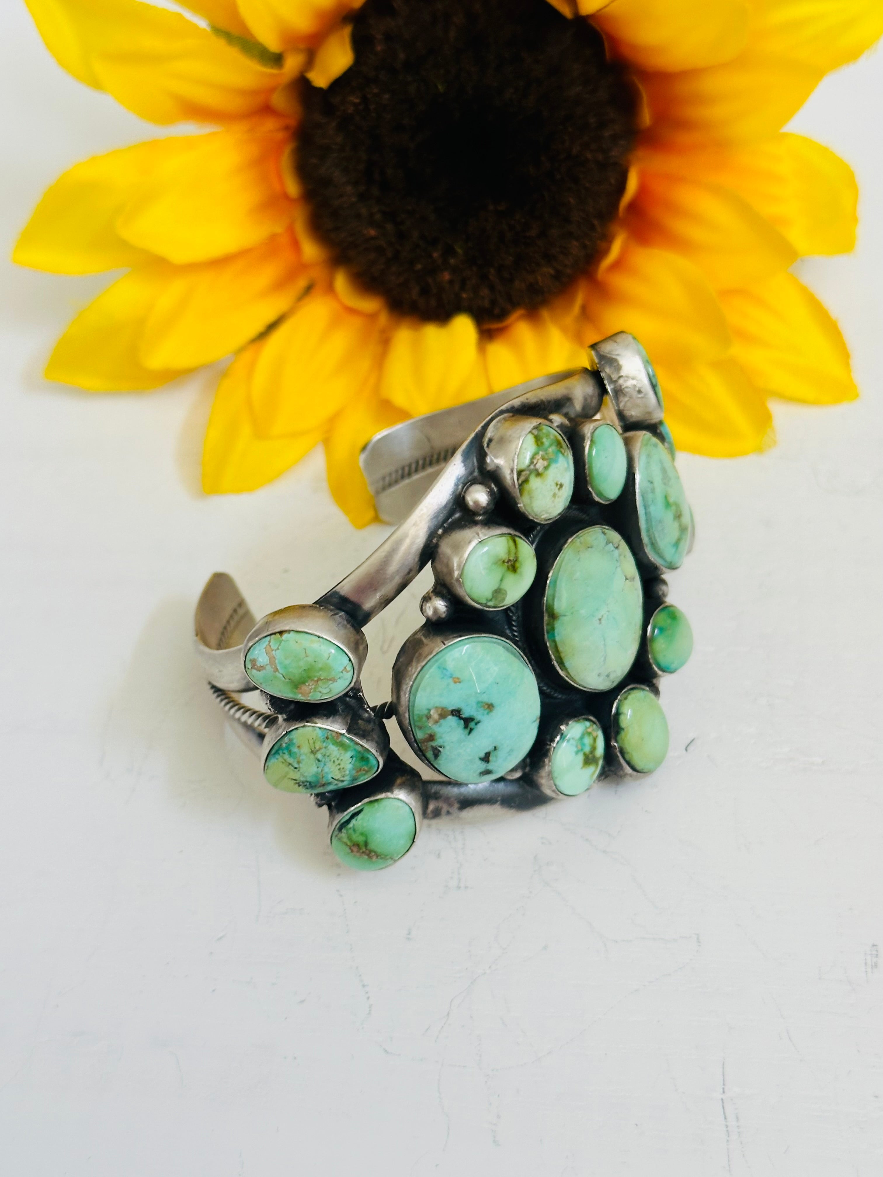 Bobby Johnson Sonoran Gold Turquoise & Sterling Silver Cuff Bracelet