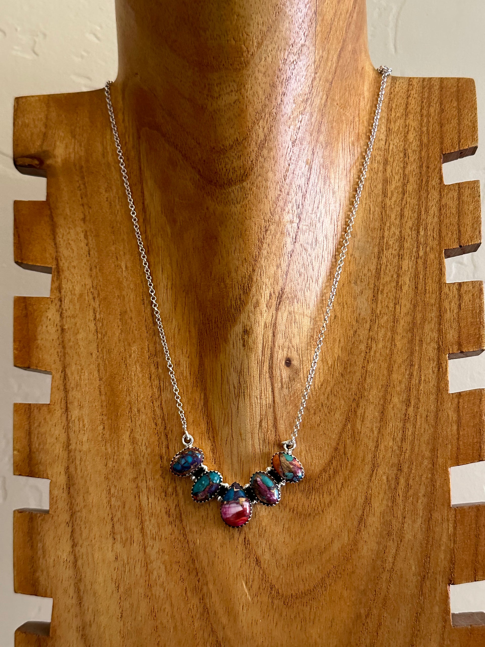 Southwest Made Mohave Turquoise & Sterling Silver Necklace