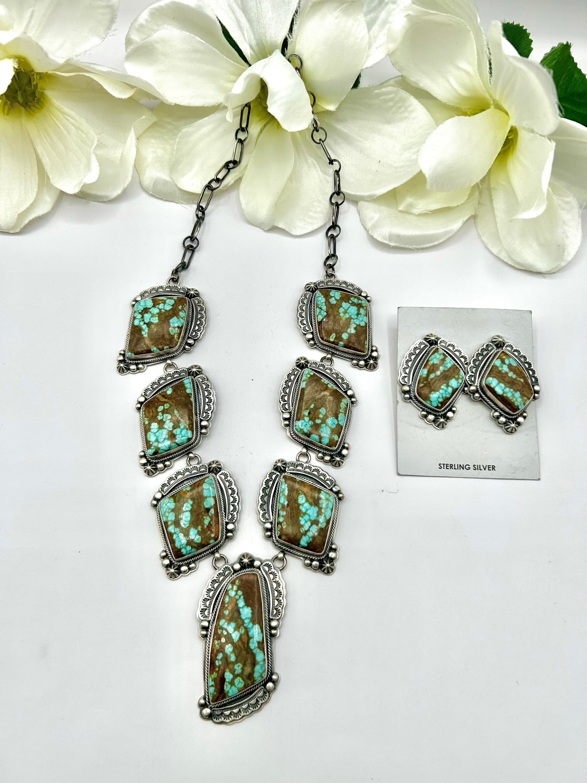 Randy Boyd #8 Turquoise & Sterling Silver Necklace Set