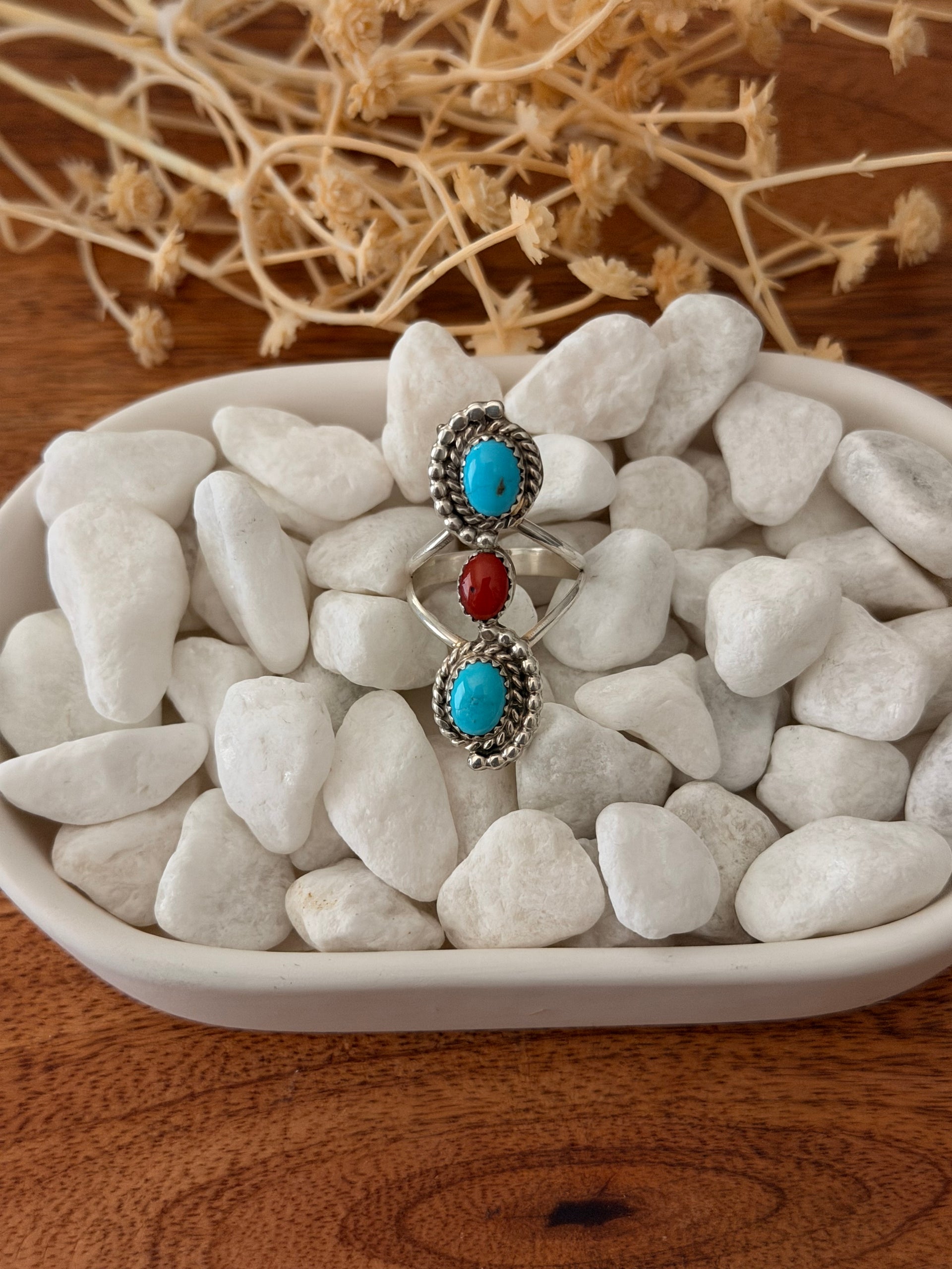 Navajo Made Multi Stone & Sterling Silver Ring