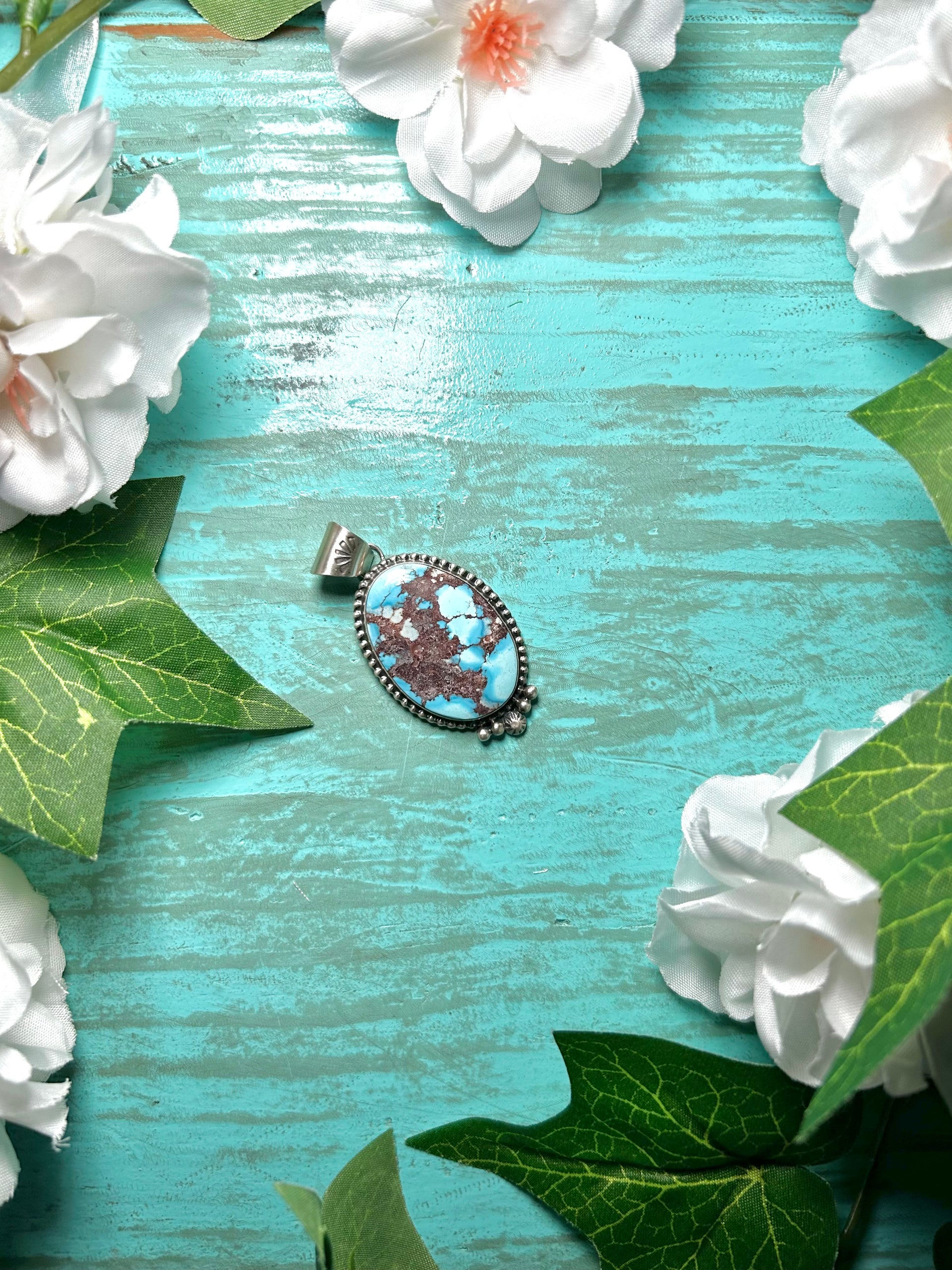 Navajo Made Golden Hill Turquoise & Sterling Silver Pendant