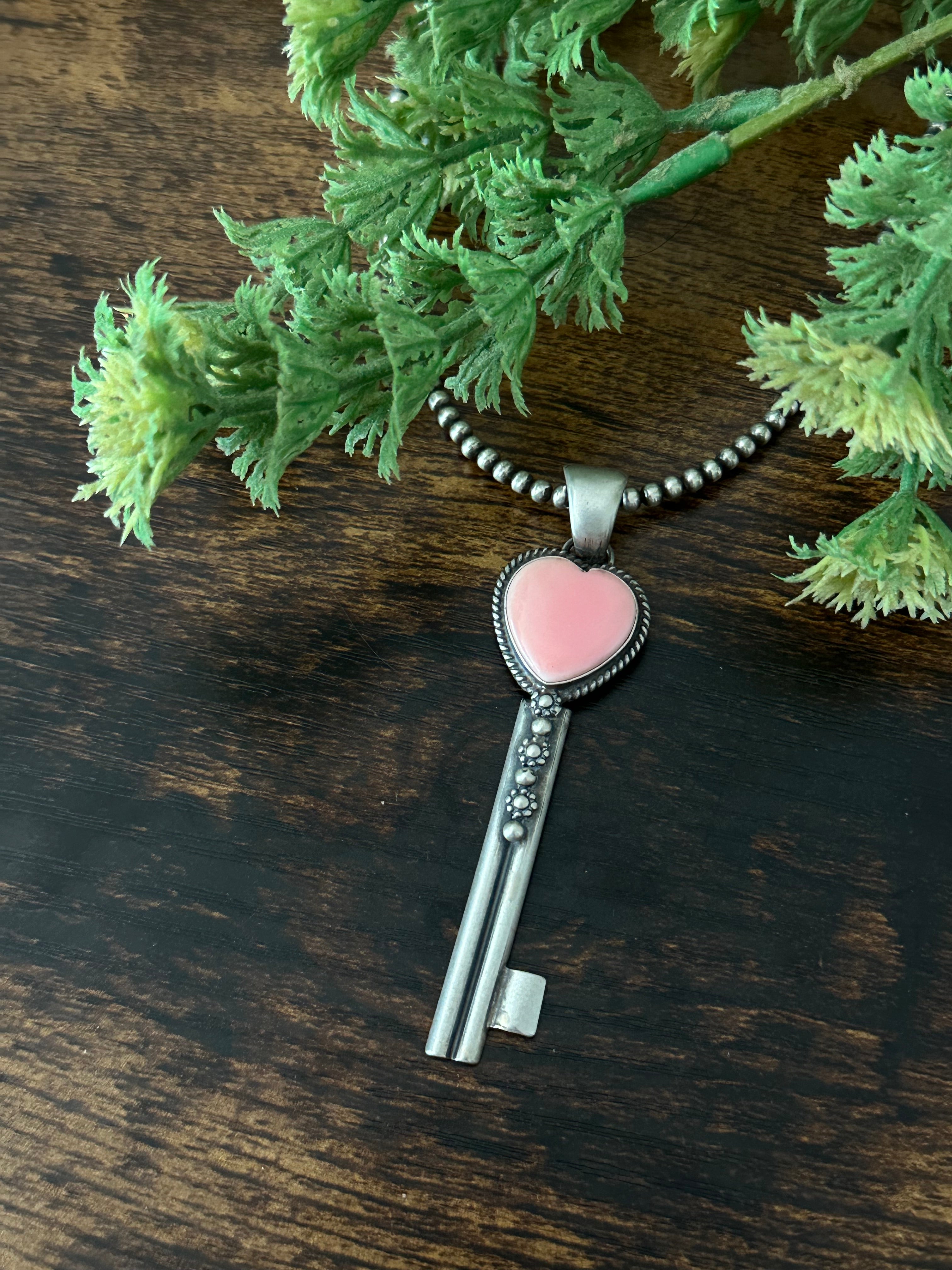 B.Begay Pink Conch & Sterling Silver Pendant