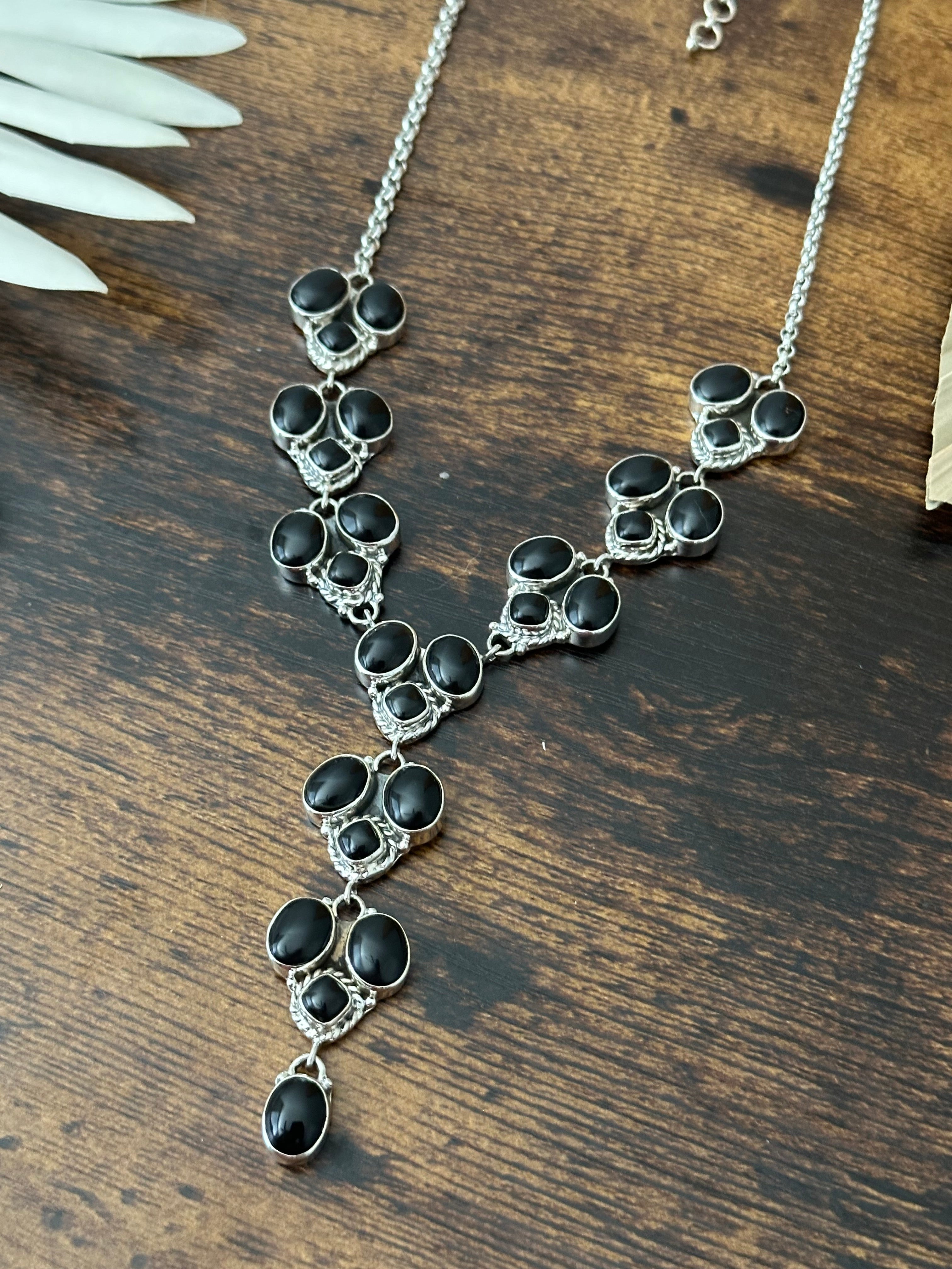 Southwest Made Onyx & Sterling Silver Necklace Set