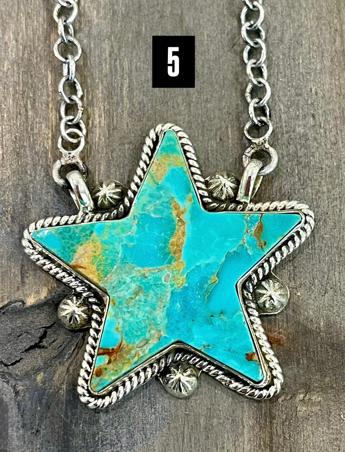 Southwest Handmade Kingman Turquoise & Sterling Silver Star Necklace