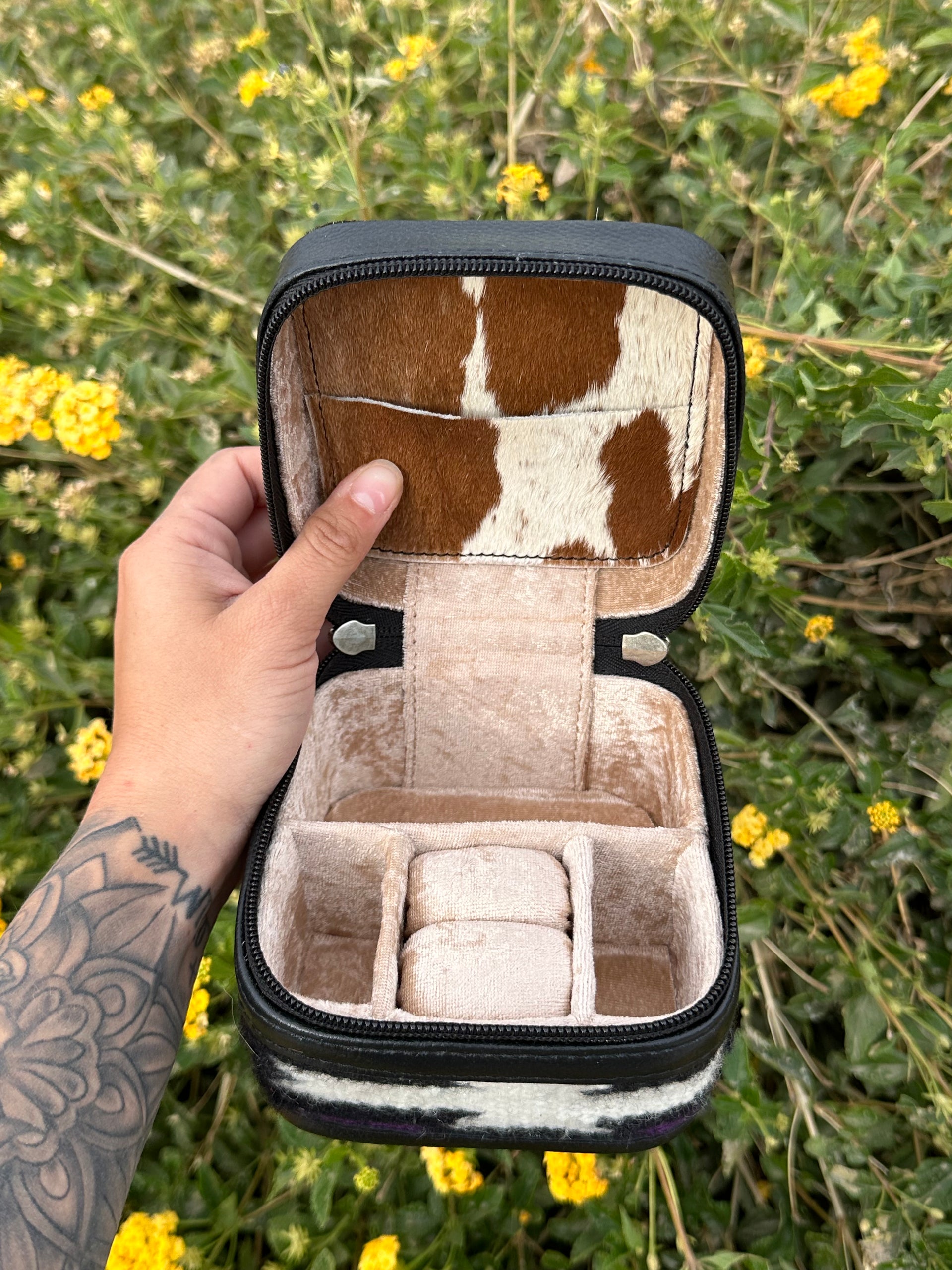 Genuine Leather Cowhide & Saddle Bag Jewelry Box