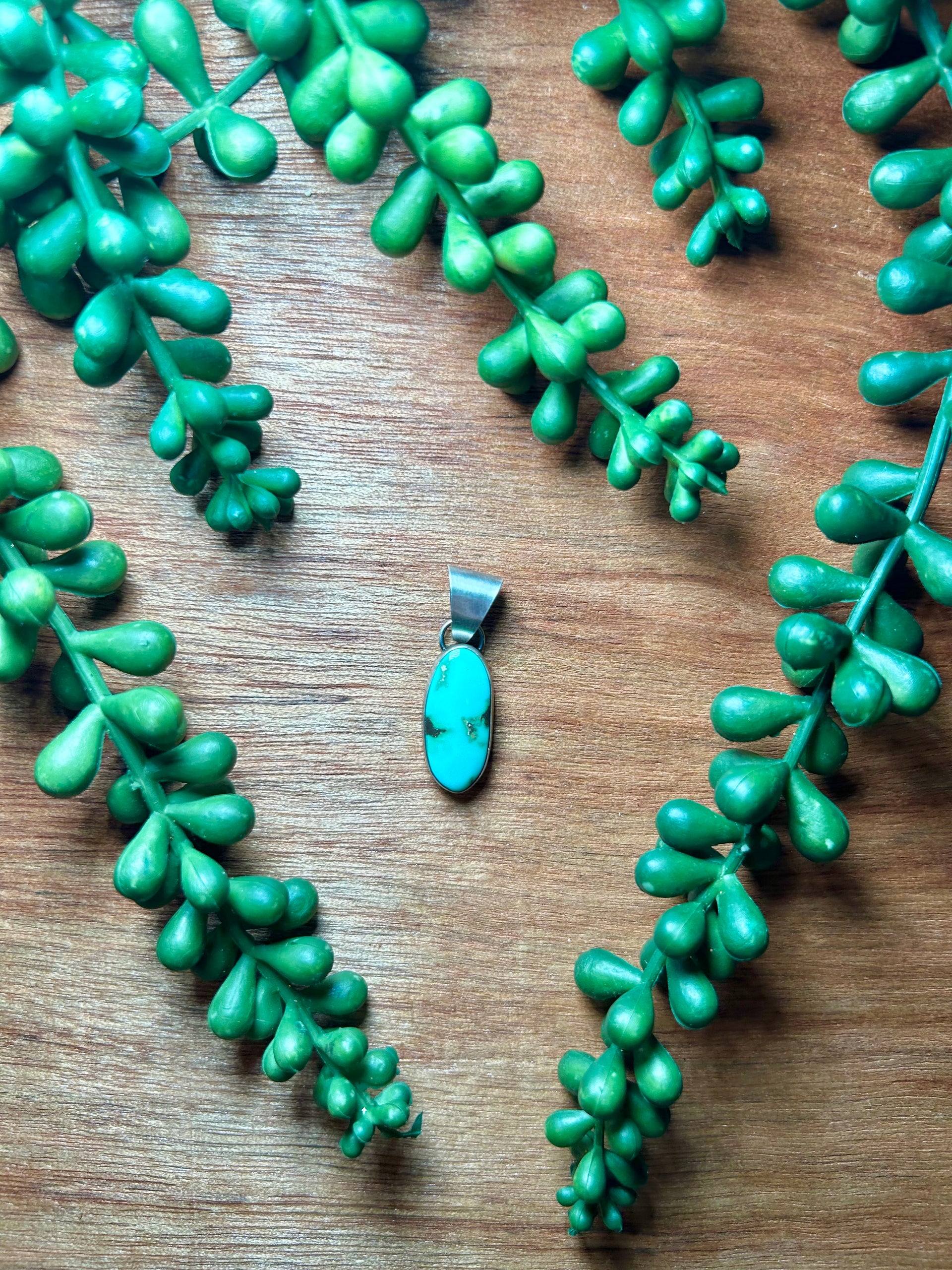 Navajo Made Sonoran Gold Turquoise & Sterling Silver Pendant