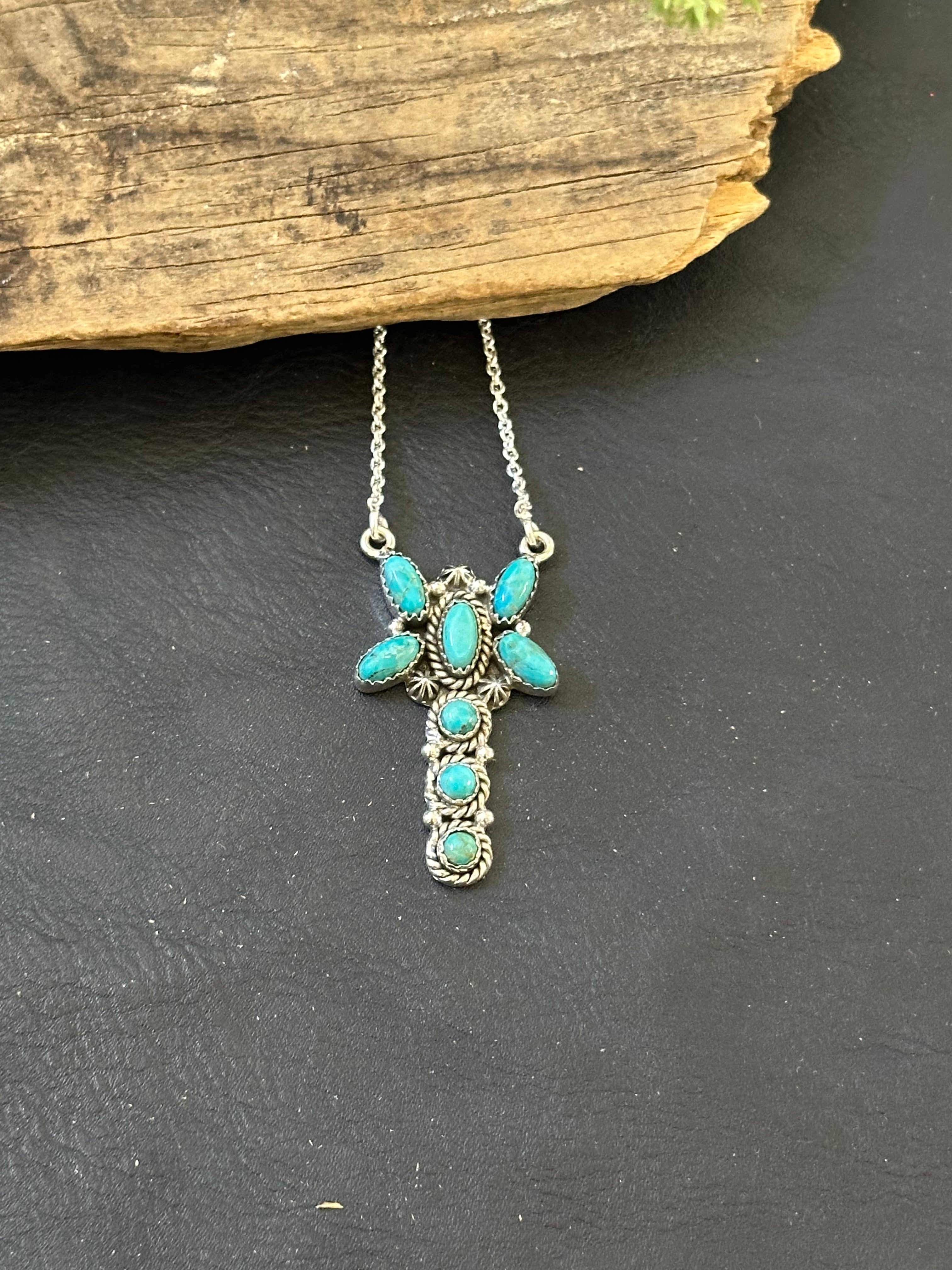 TTD “Whirlwind” Kingman Turquoise & Sterling Silver Cluster Necklace