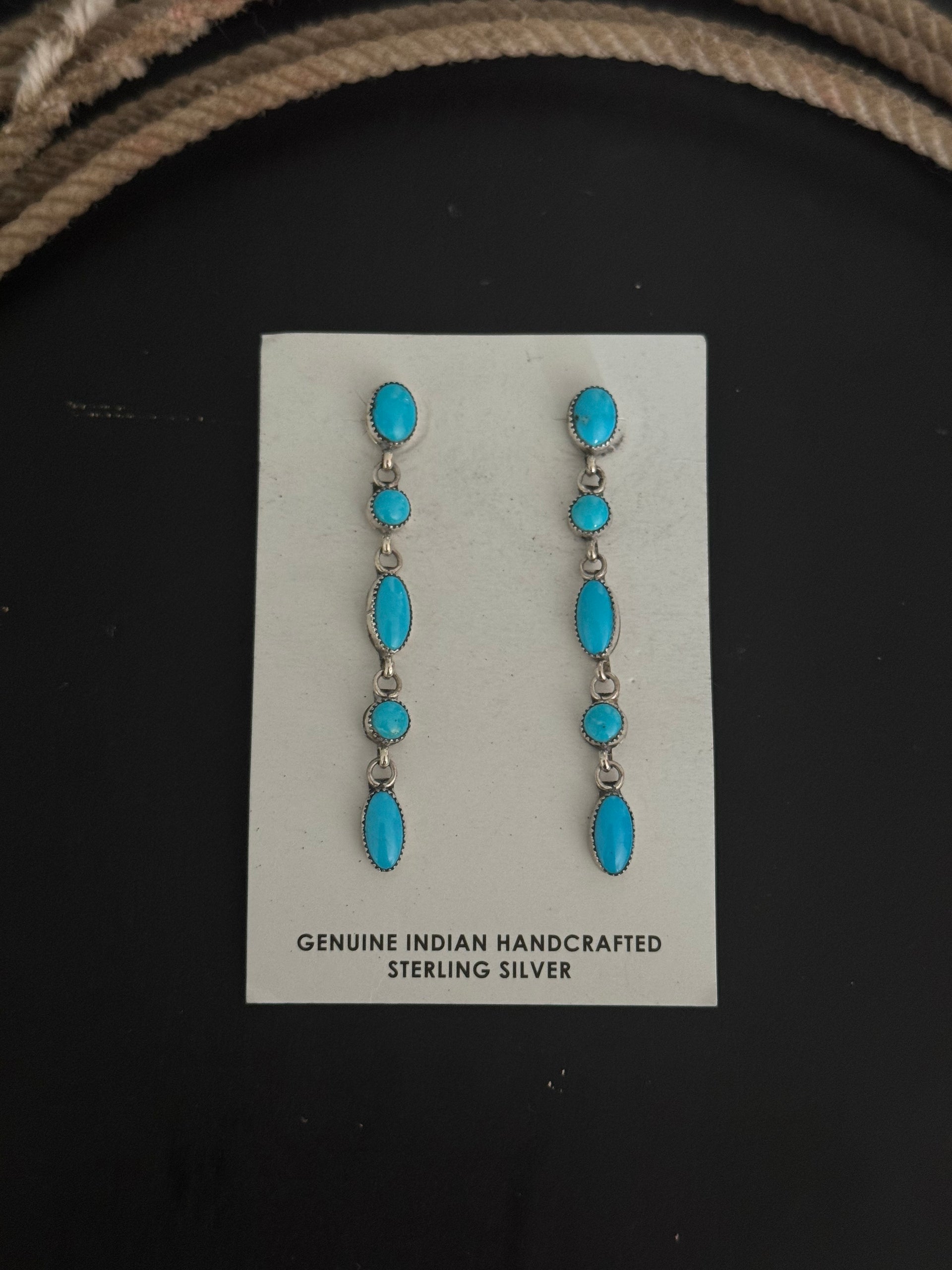 Pearline Spencer Sleeping Beauty Turquoise & Sterling Silver Post Dangle Earrings