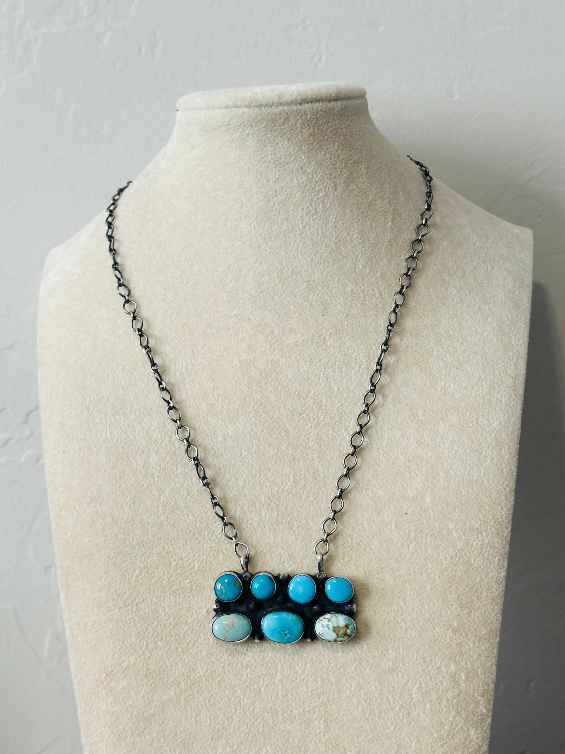 Navajo Made Royston Turquoise & Sterling Silver Necklace