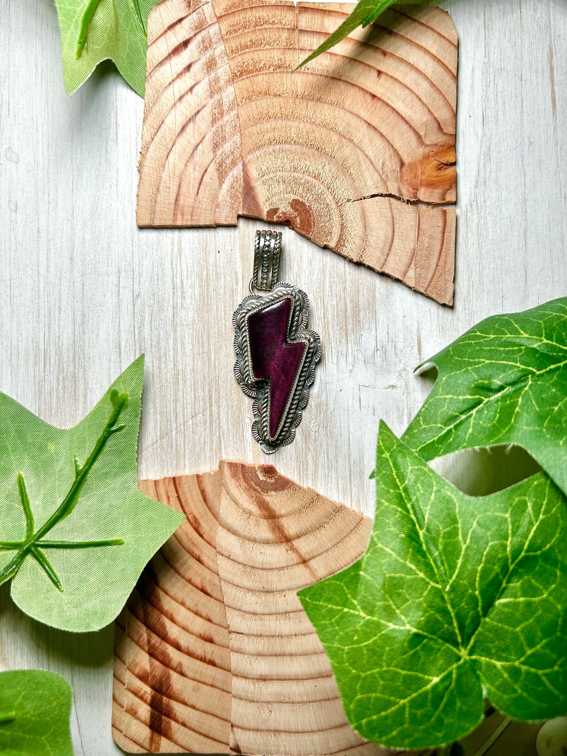 Navajo Made Purple Spiny Oyster & Sterling Silver Pendant