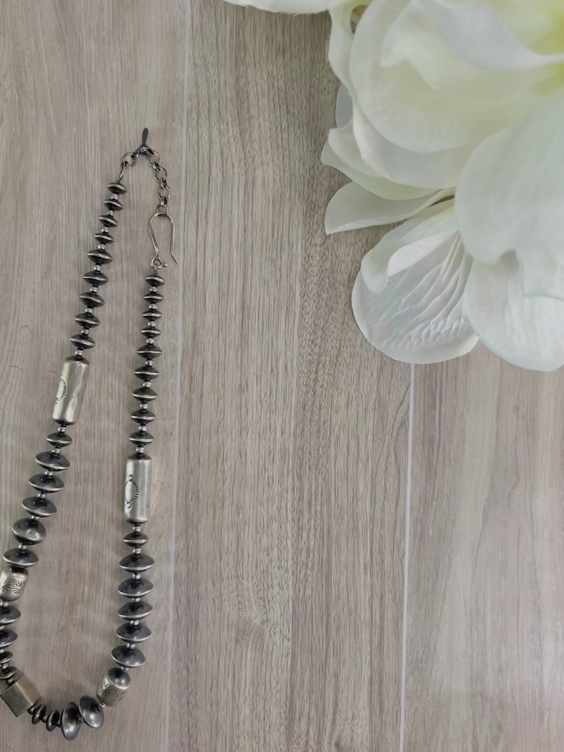 Southwest Handmade Sterling Sliver Pearl Necklace