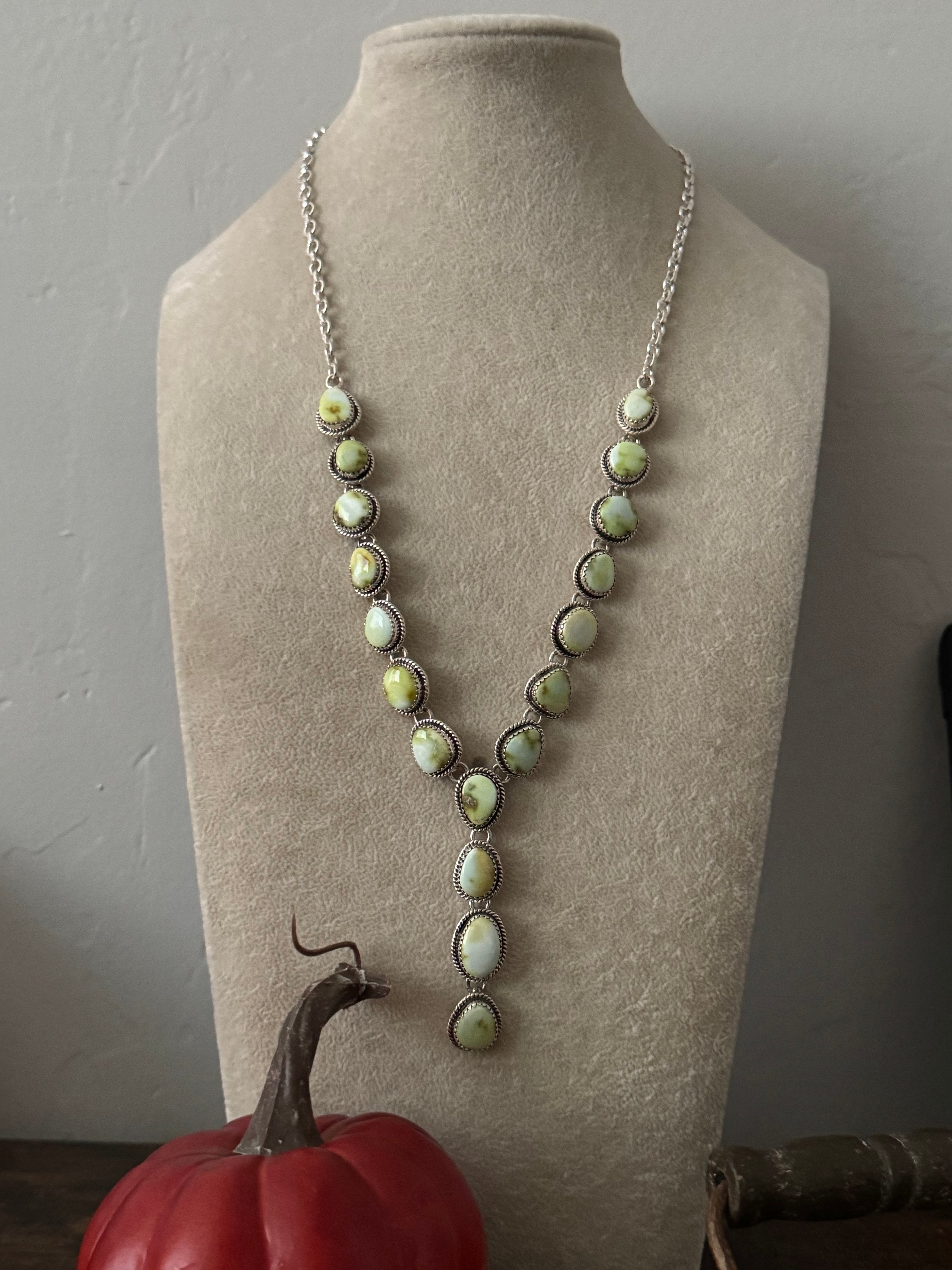 TTD Palomino Variscite & Sterling Silver Lariat Necklace