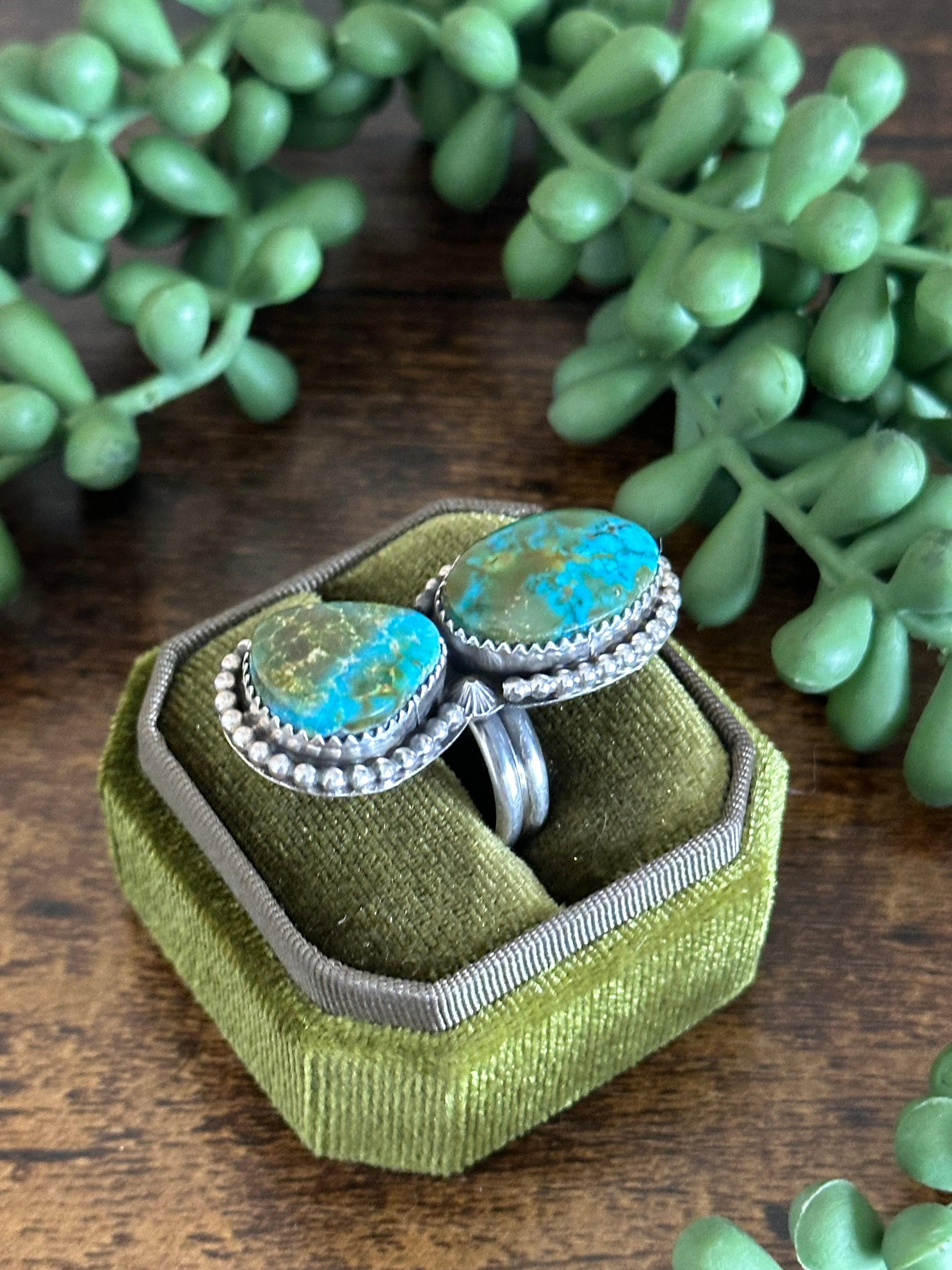 Tia Long Kingman Turquoise & Sterling Silver Adjustable Ring