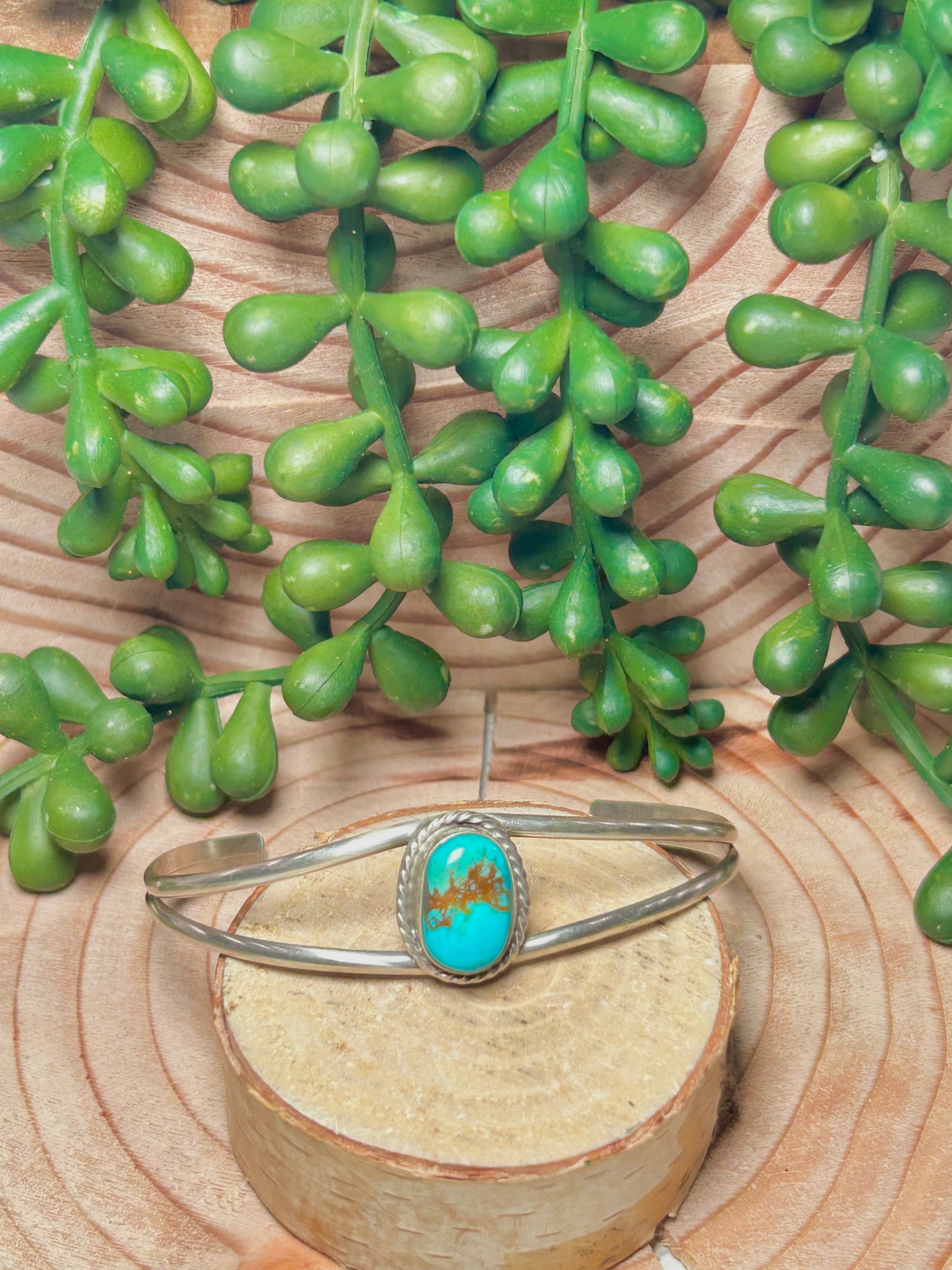 Navajo Made Kingman Turquoise & Sterling Silver Cuff Bracelet