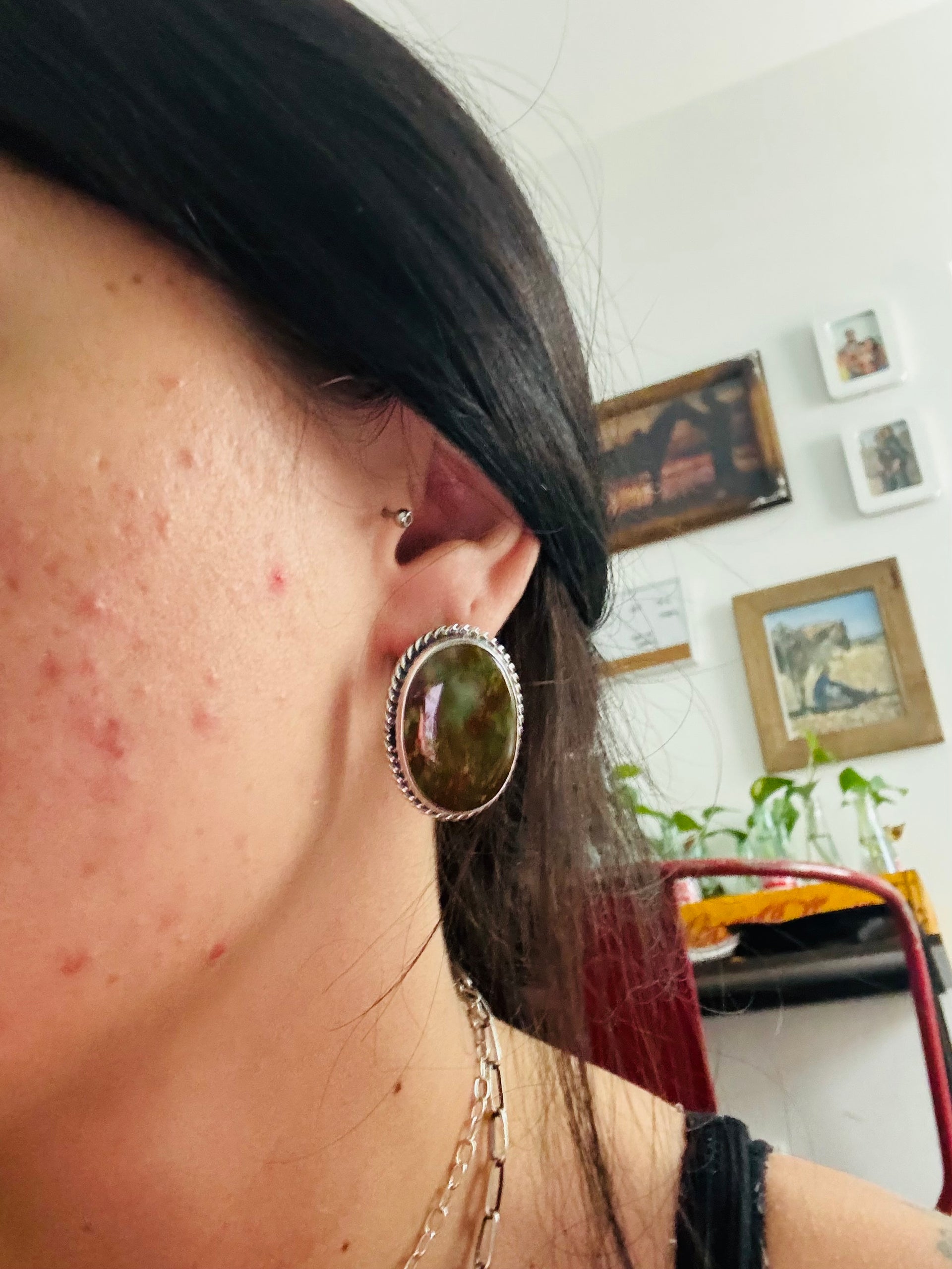 Larry Kaye Kingman Turquoise & Sterling Silver Post Earrings