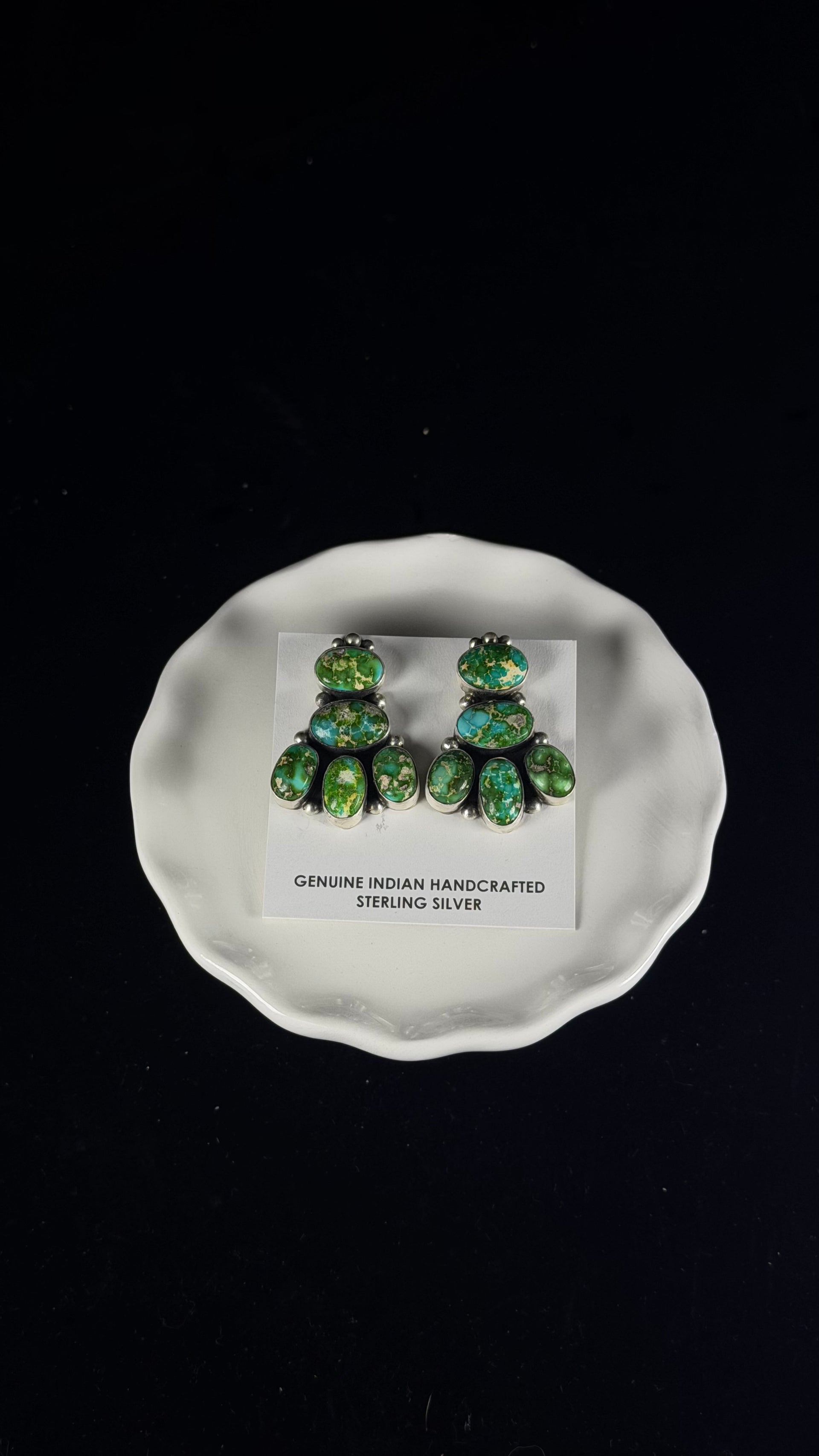 Leticia Largo Sonoran Mountain Turquoise & Sterling Silver Cluster Post Dangle Earrings