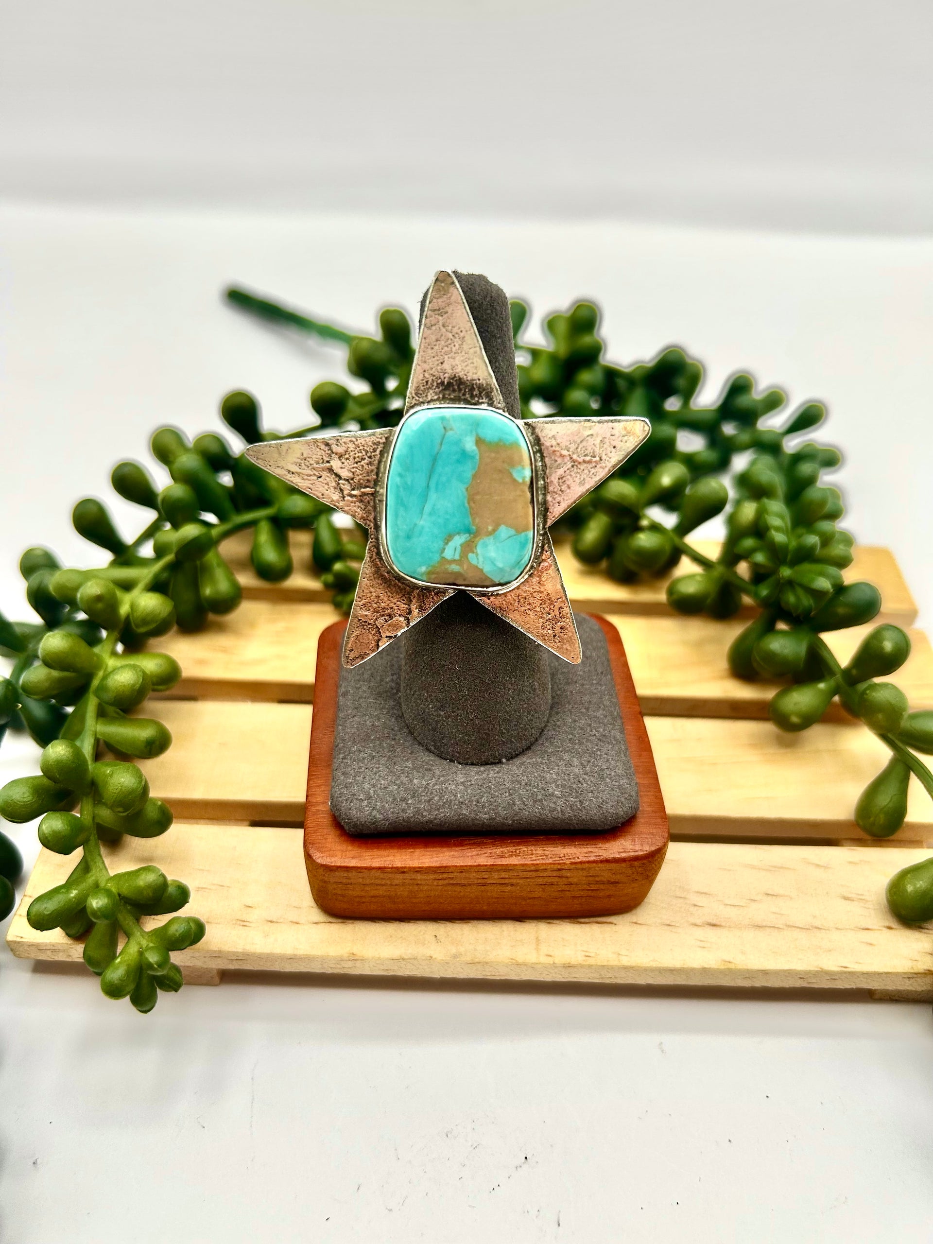 Zuni Made Kingman Turquoise & Sterling Silver Adjustable Ring