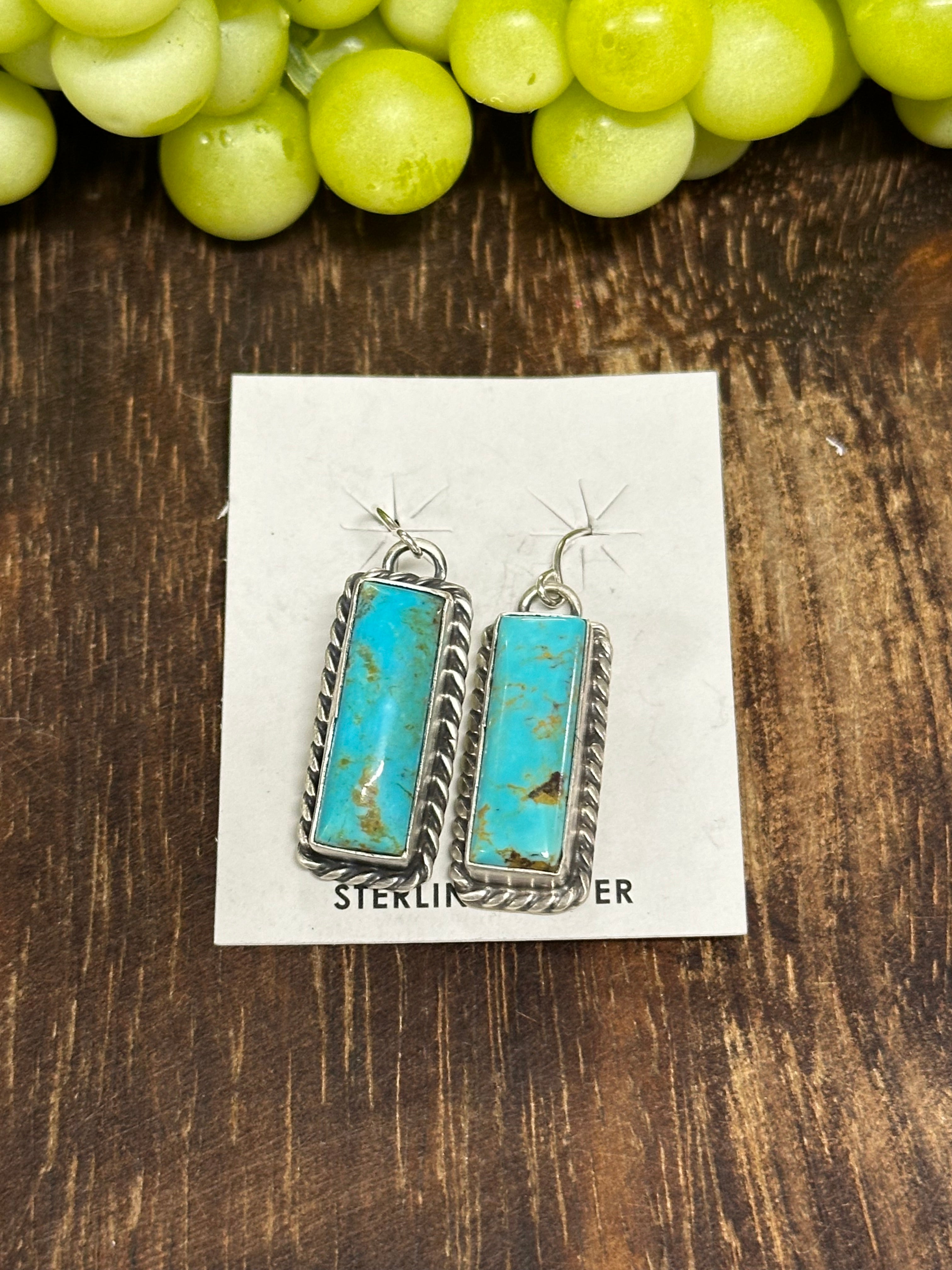 Augustine Largo Kingman Turquoise & Sterling Silver Dangle Earrings