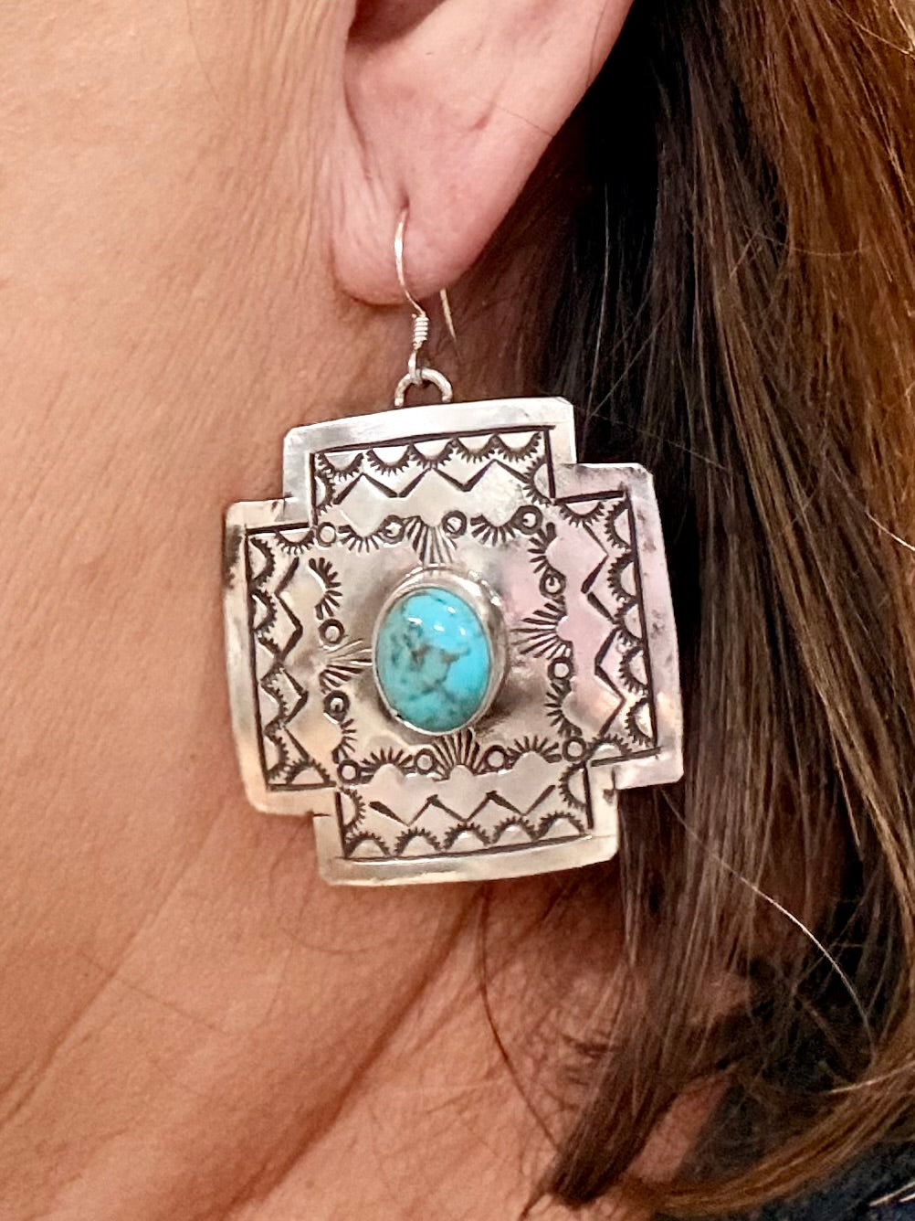 Southwest Handmade Turquoise & Sterling Silver Earrings
