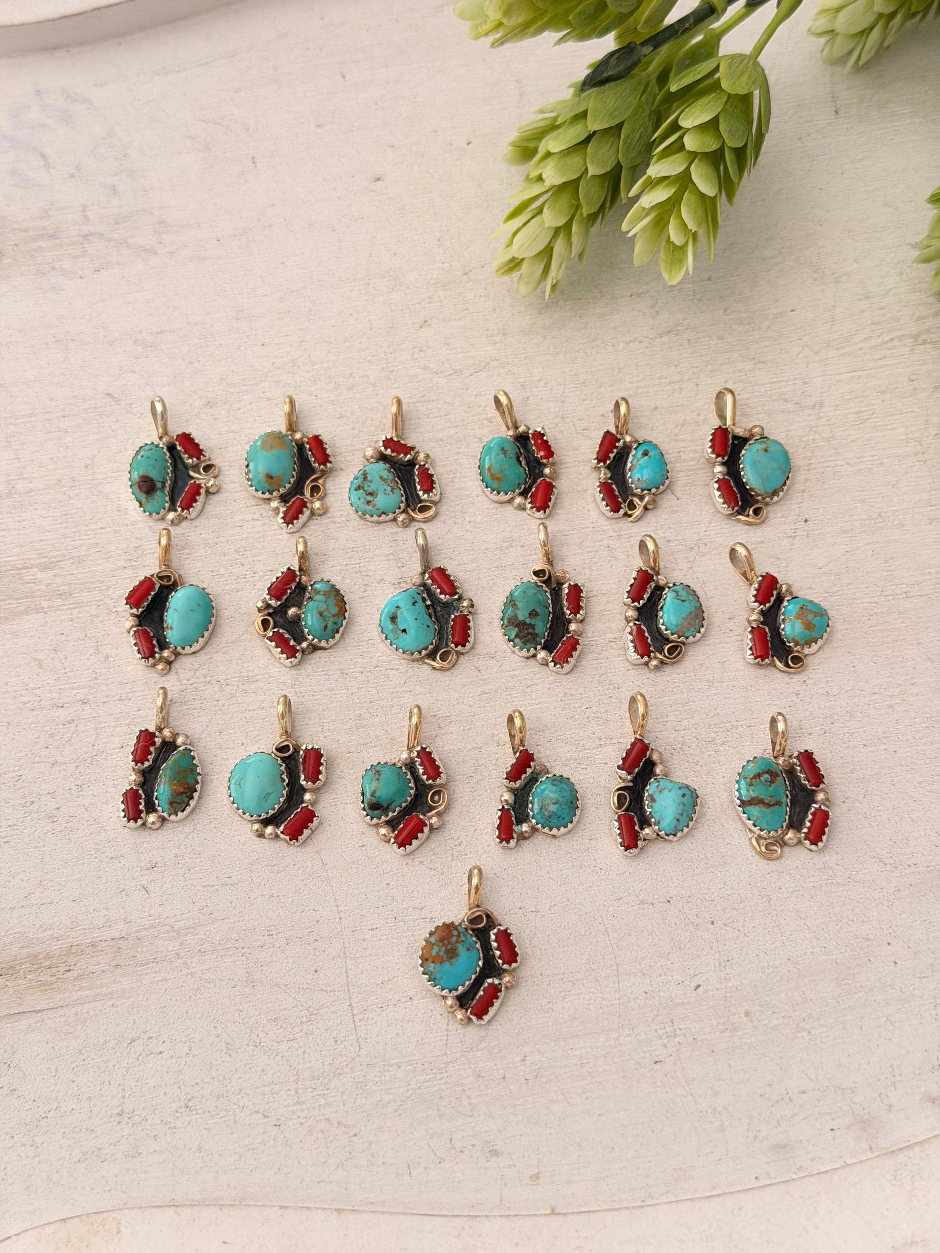 Navajo Made Multi Stone & Sterling Silver Pendant