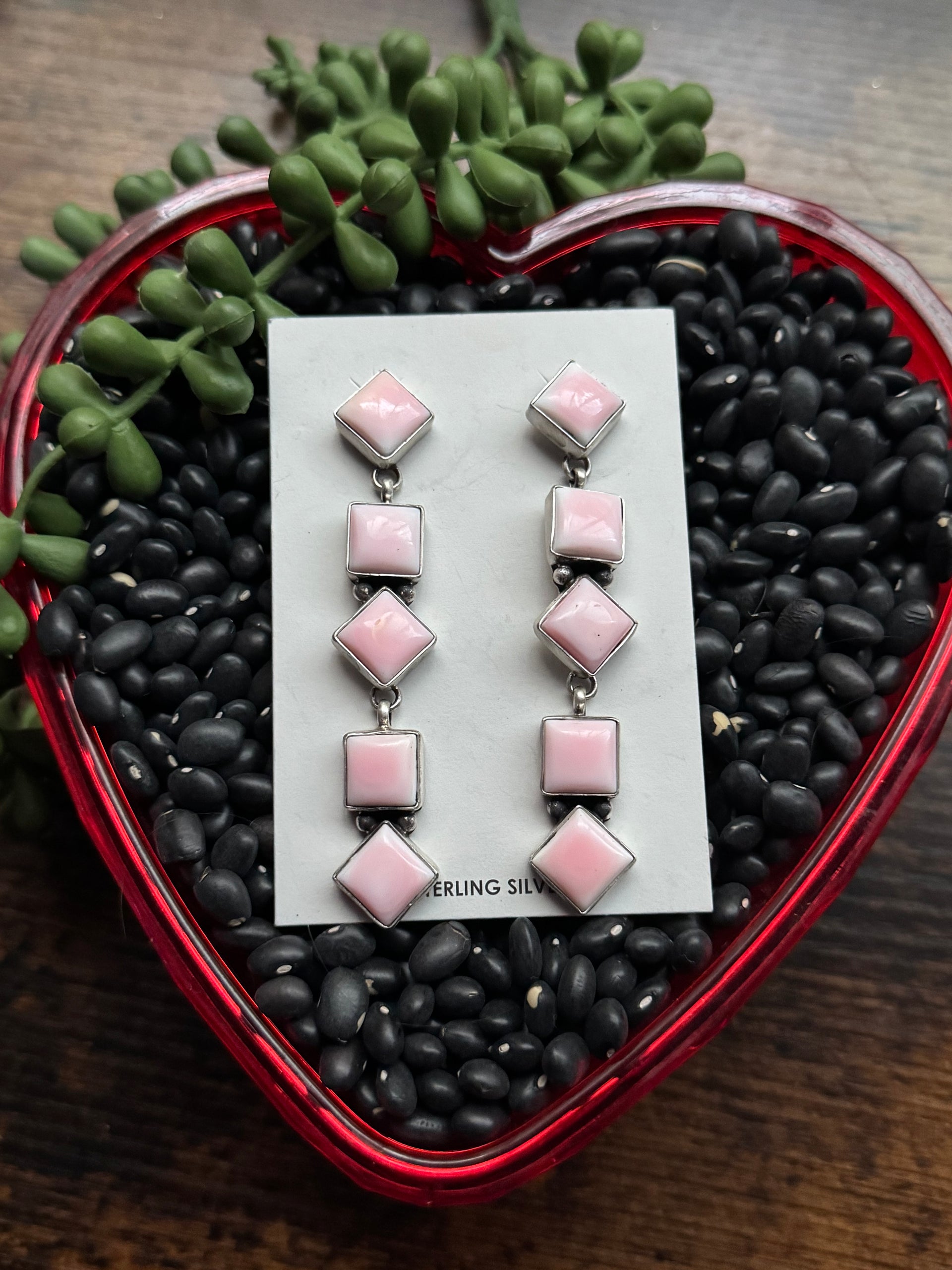 Eleanor Richards Pink Conch & Sterling Silver Post Dangle Earrings