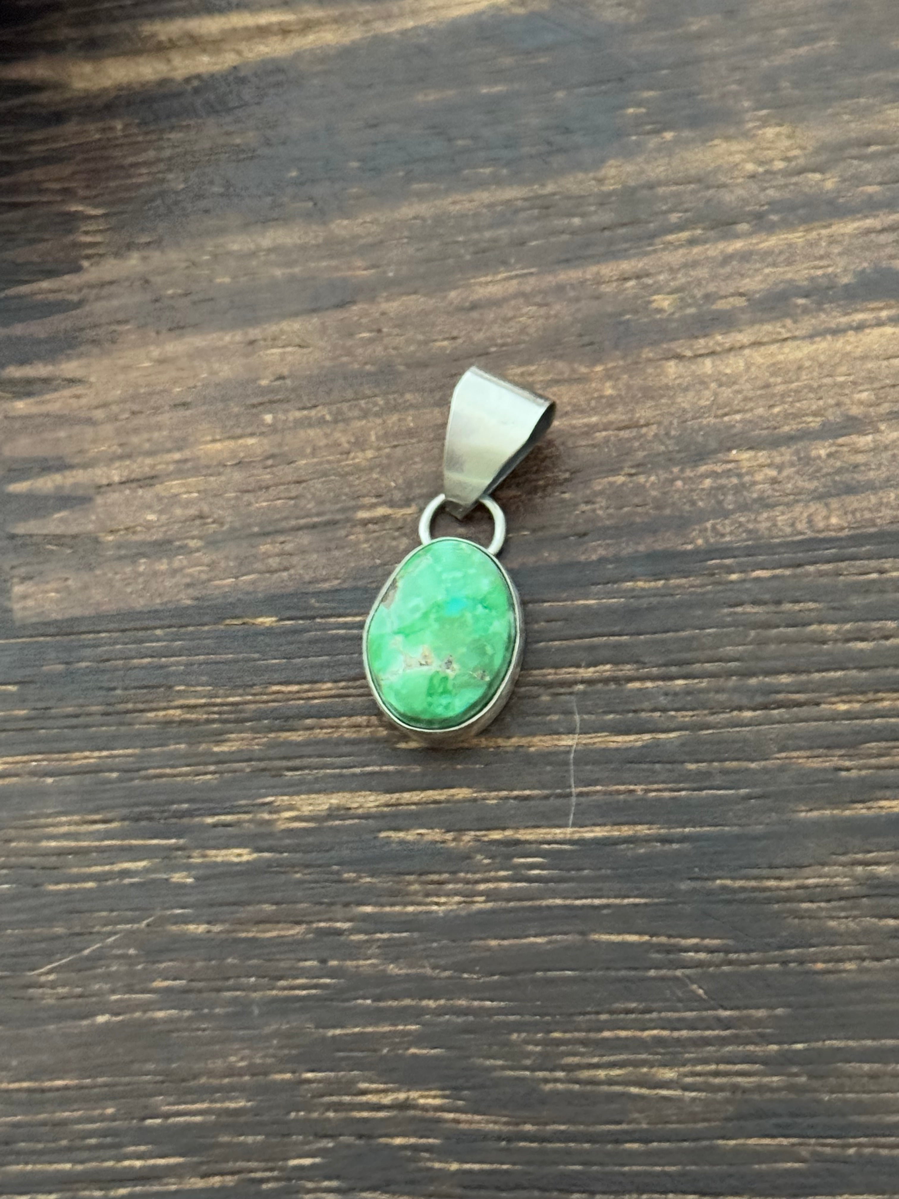 Navajo Made Sonoran Mountain Turquoise & Sterling Silver Pendant