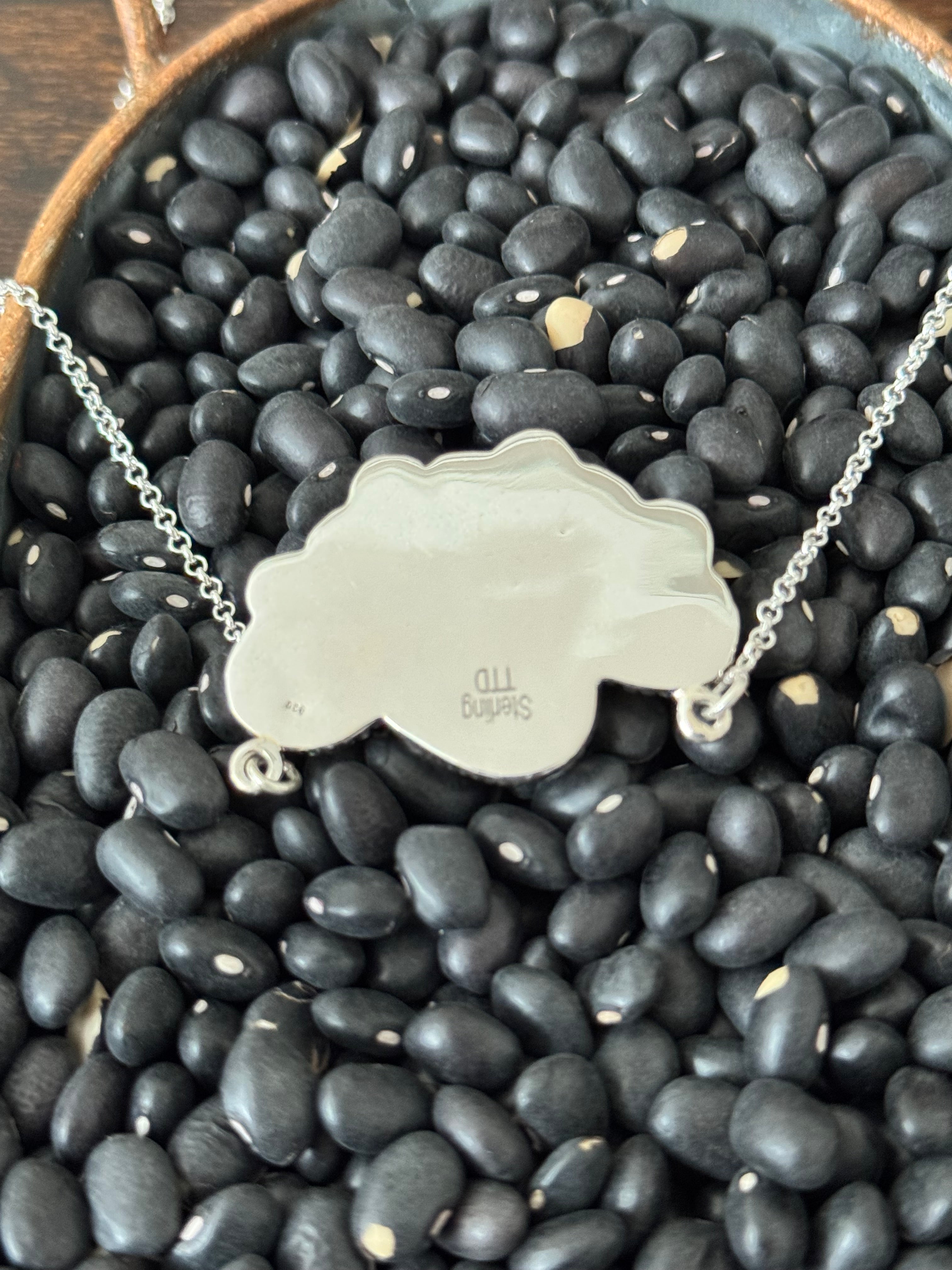 Southwest White Buffalo & Sterling Silver Cluster Necklace