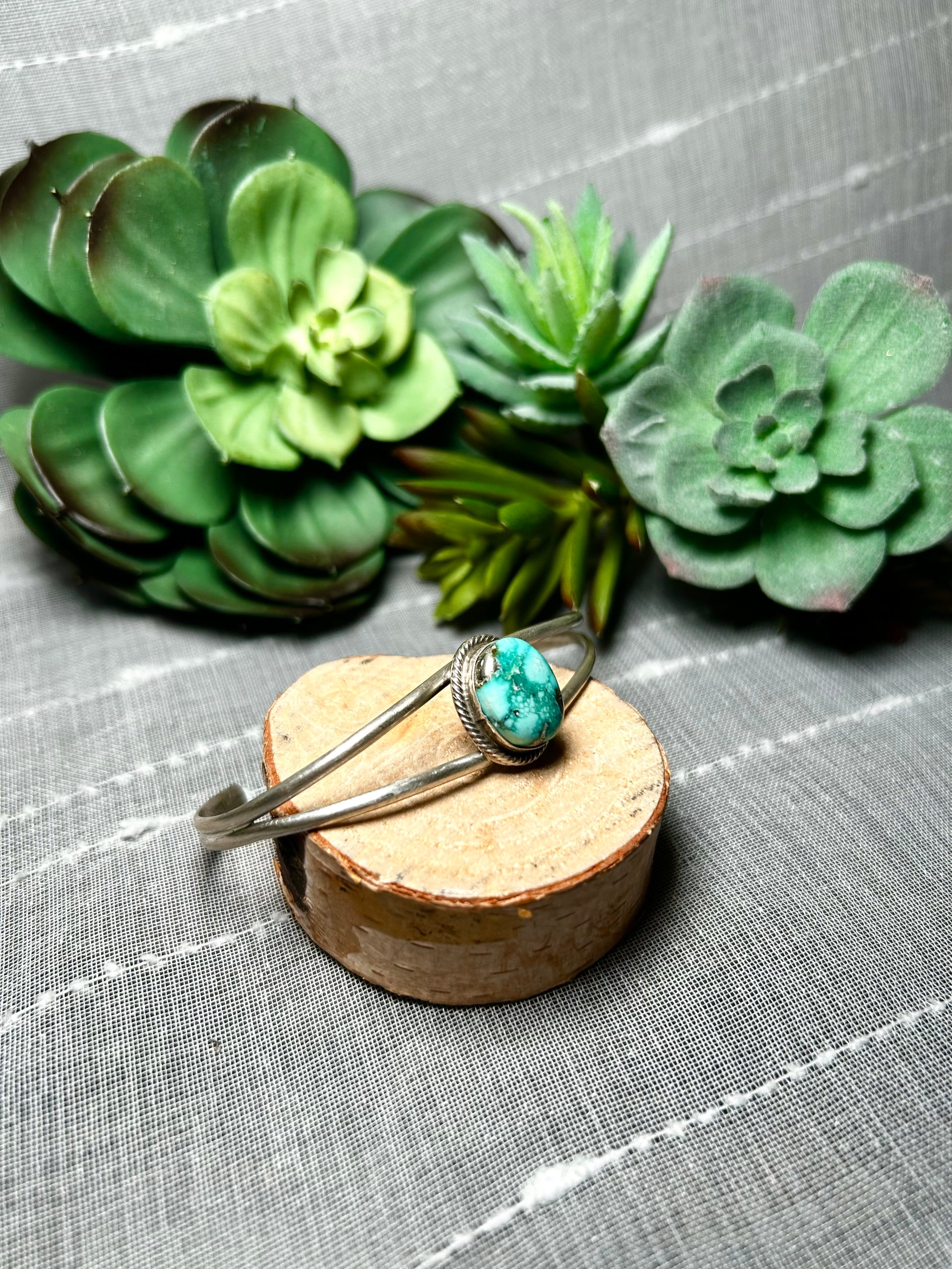 Navajo Made Emerald Valley Turquoise & Sterling Silver Cuff Bracelet
