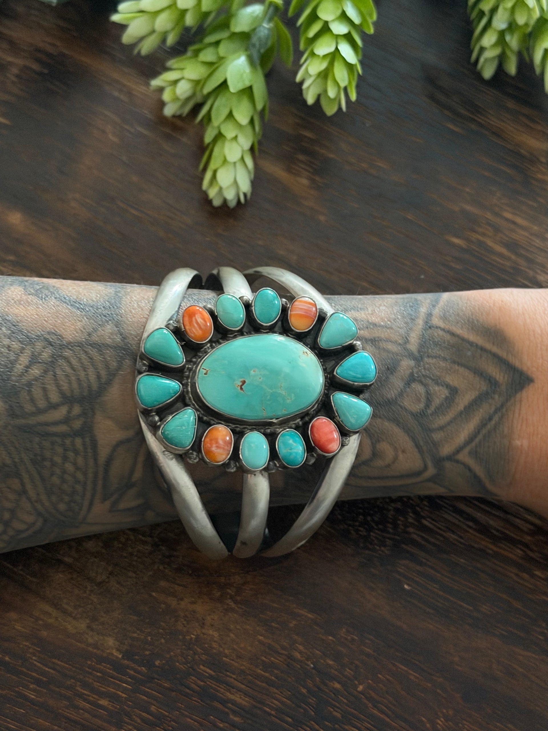 Sheila Becenti Multi Stone & Sterling Silver Cuff Bracelet